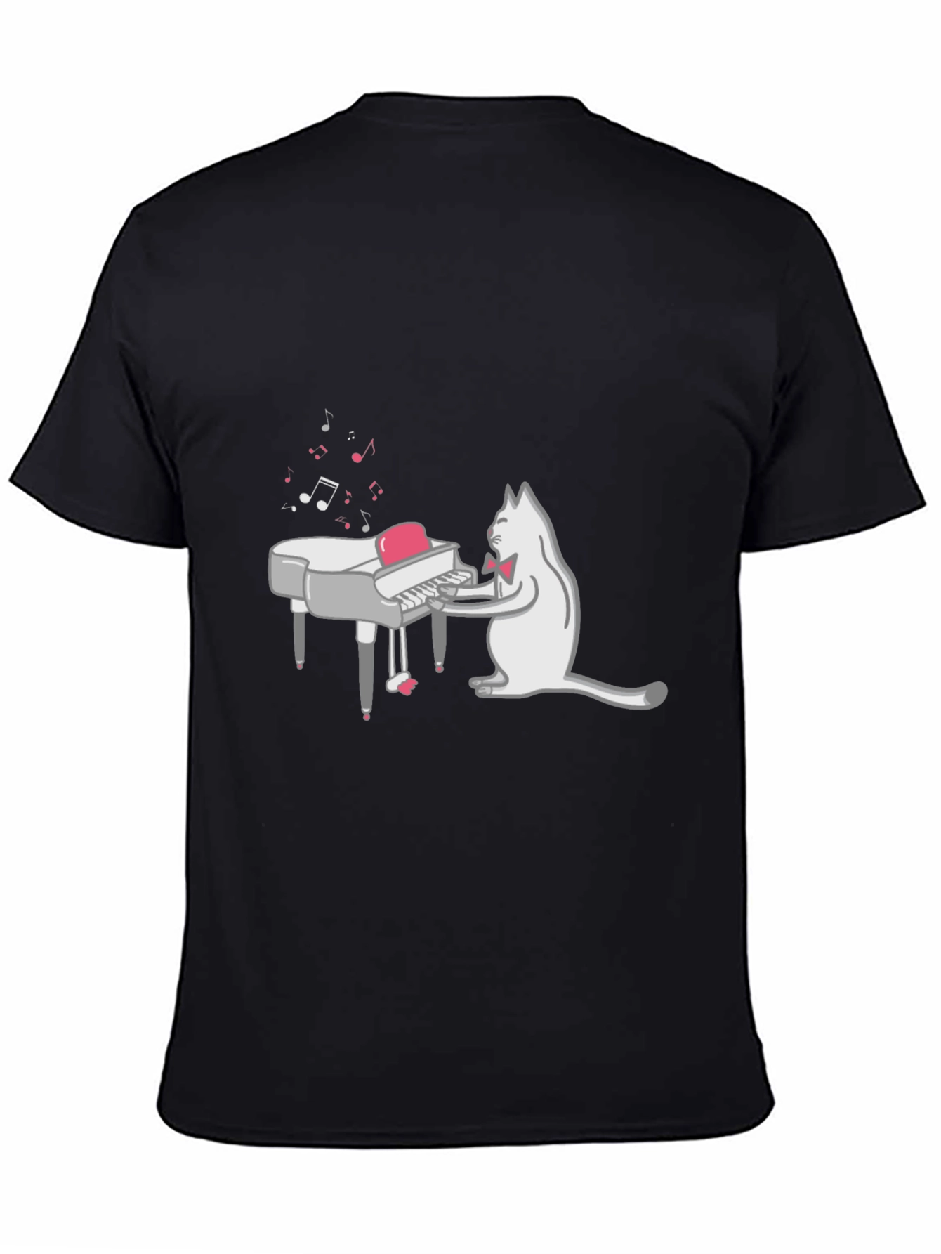 Cool Cat Piano Player Graphic T-Shirt