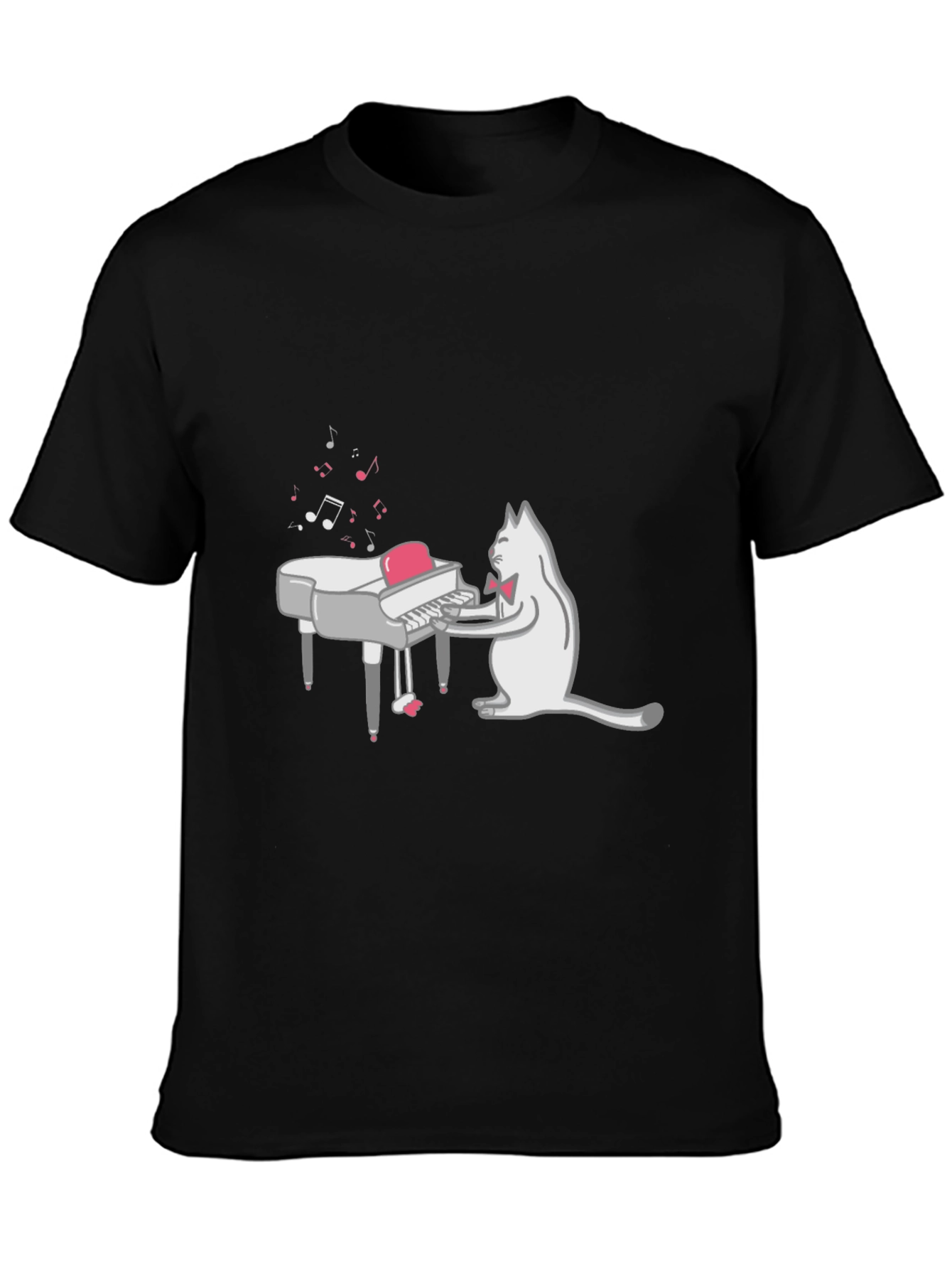Cool Cat Piano Player Graphic T-Shirt