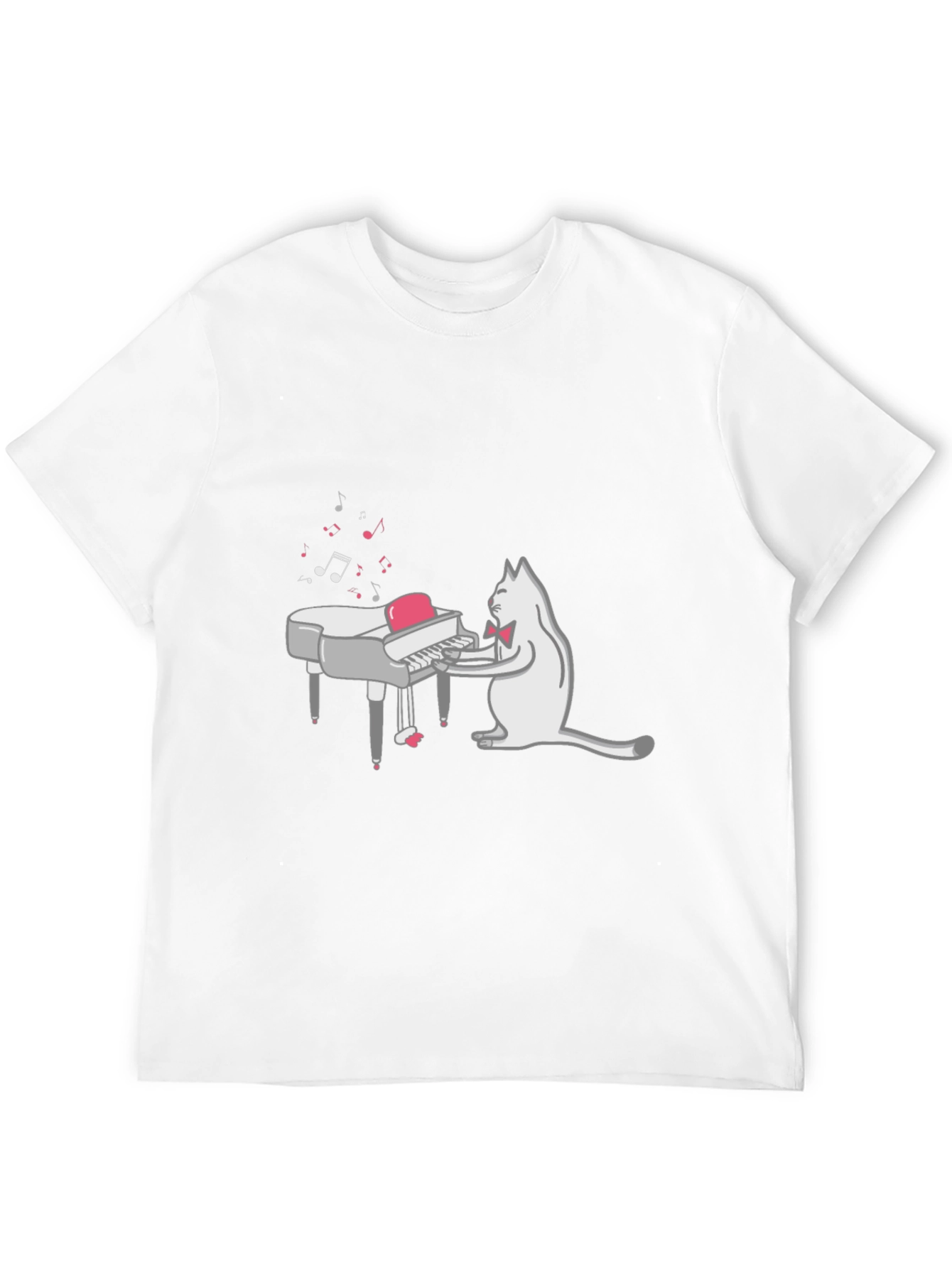 Cool Cat Piano Player Graphic T-Shirt