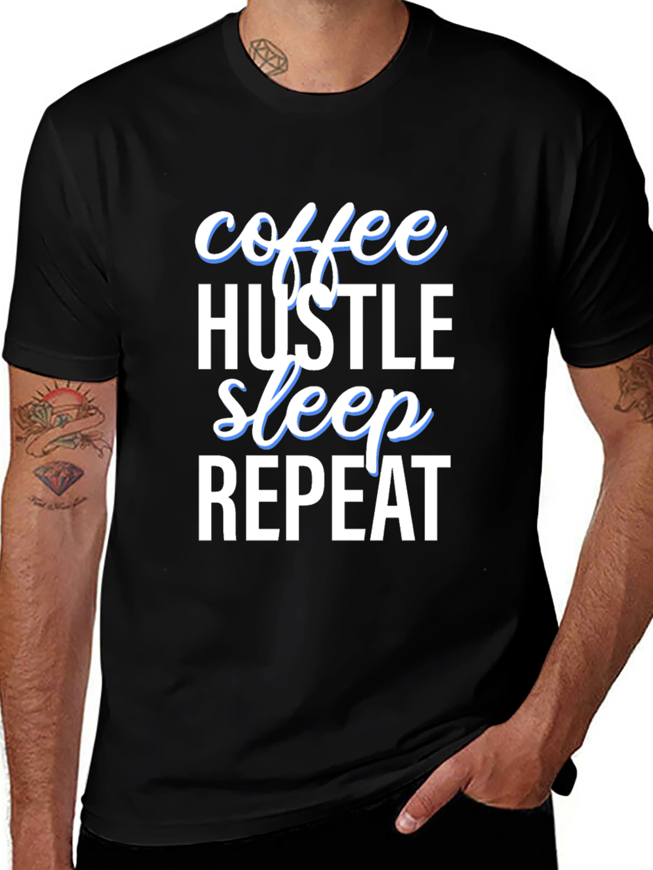 Coffee Hustle Sleep Repeat Graphic Tee