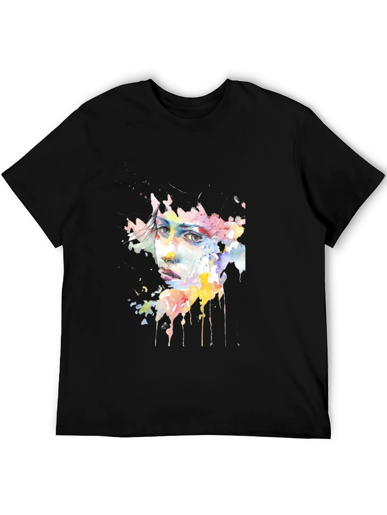 Watercolor Face Black Tee