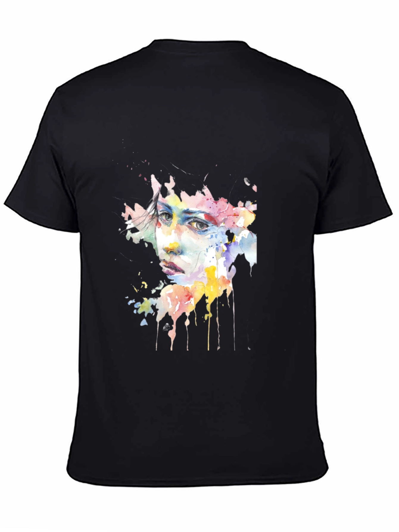 Watercolor Face Black Tee