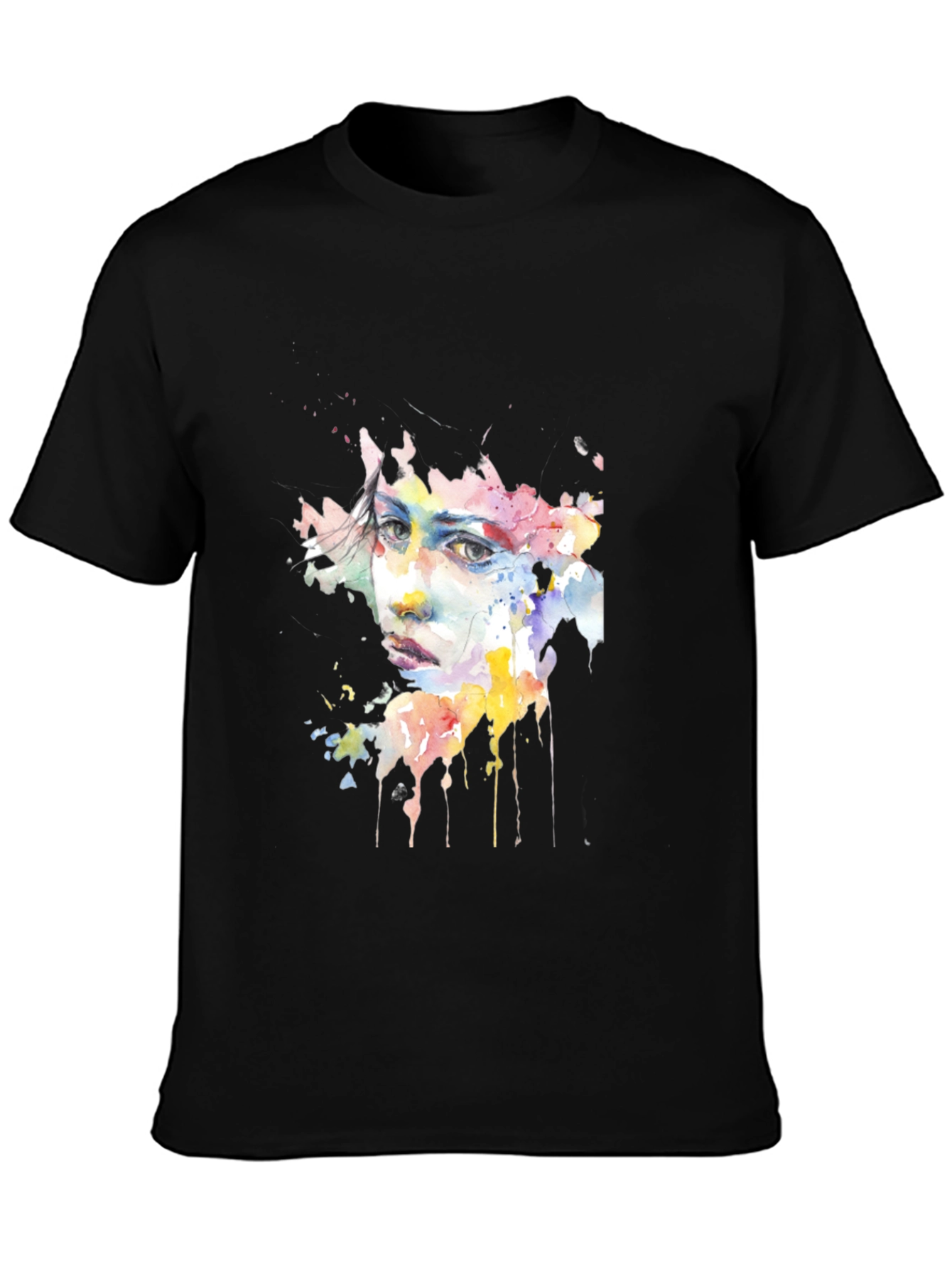Watercolor Face Black Tee