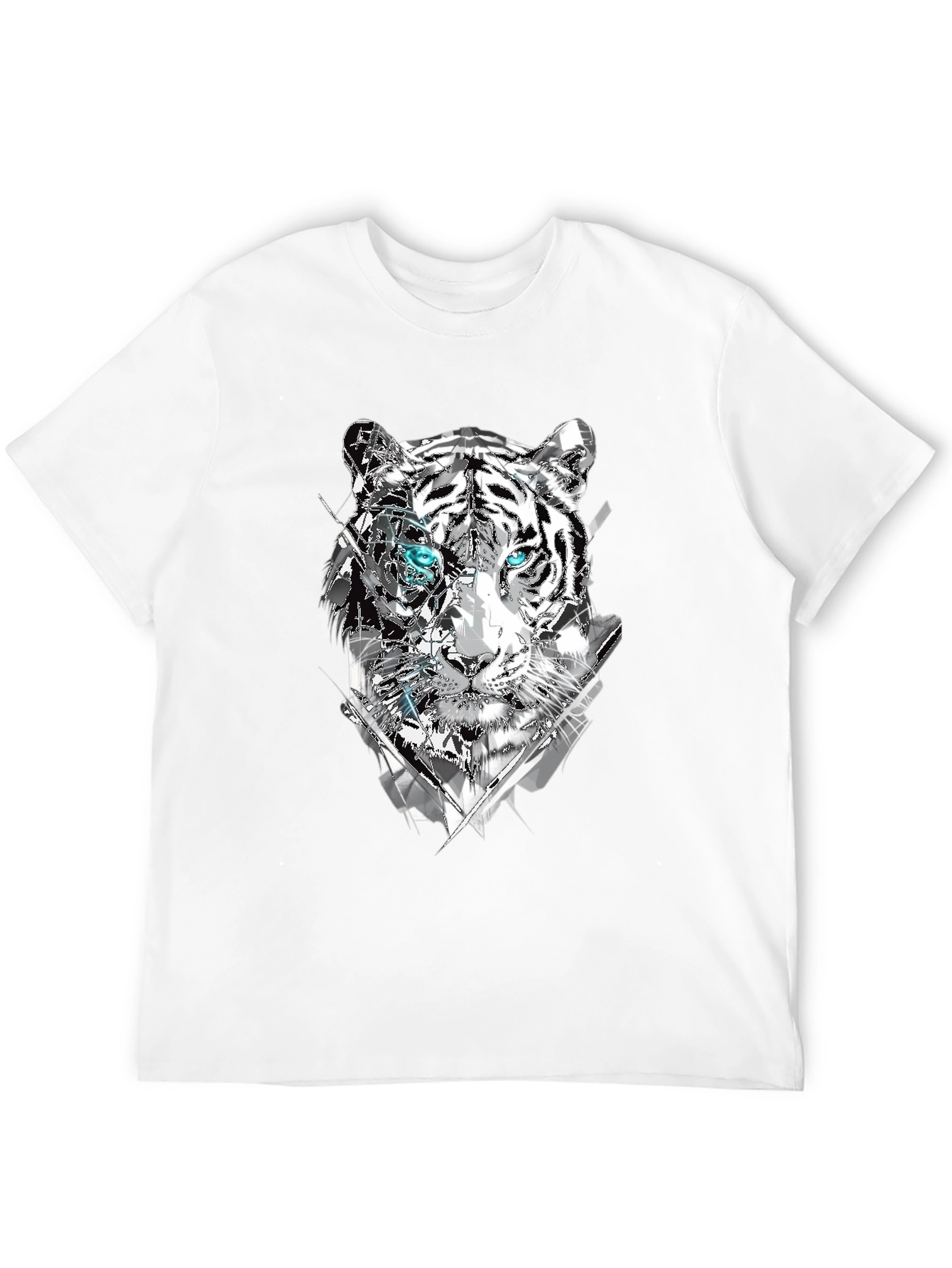 Abstract Tiger Graphic Print Tee - Mens Black T-Shirt