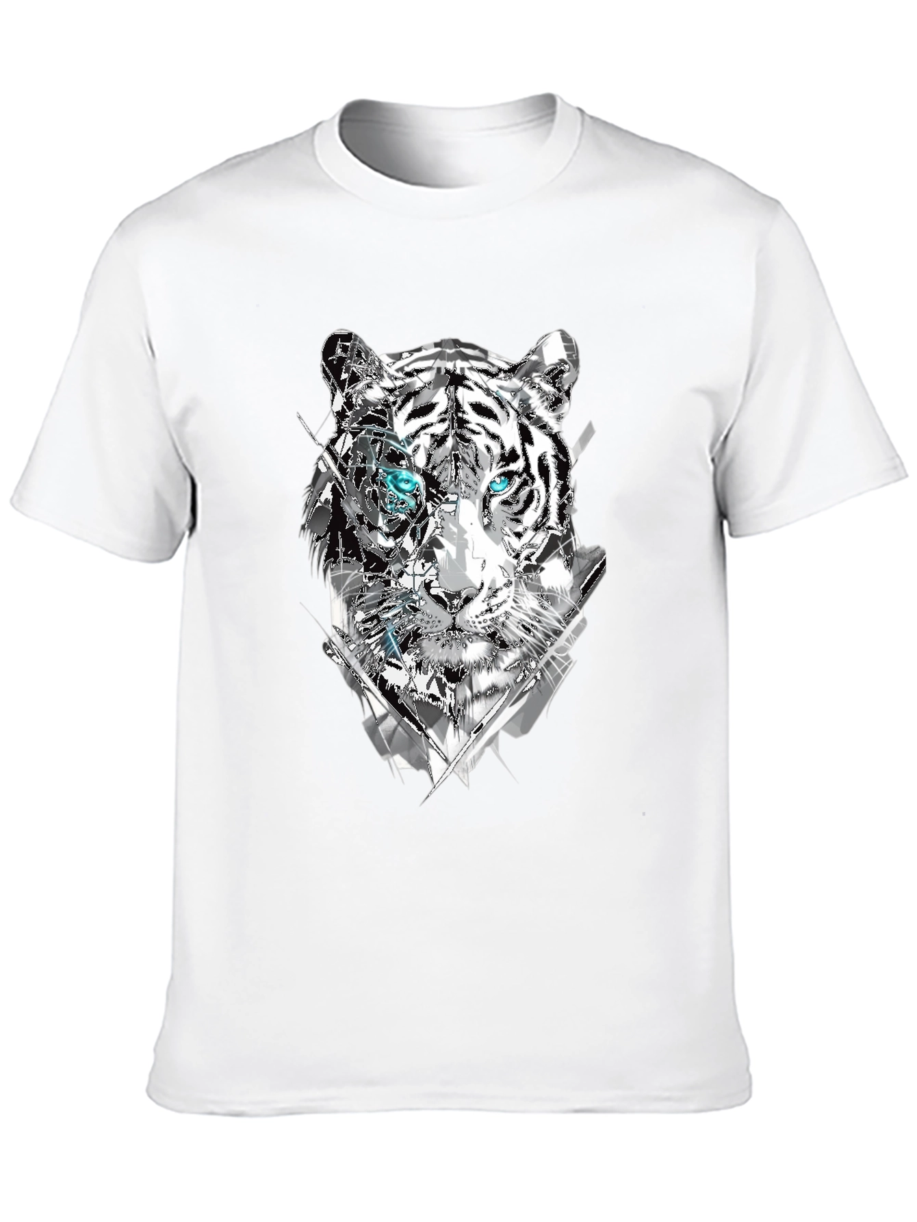 Abstract Tiger Graphic Print Tee - Mens Black T-Shirt