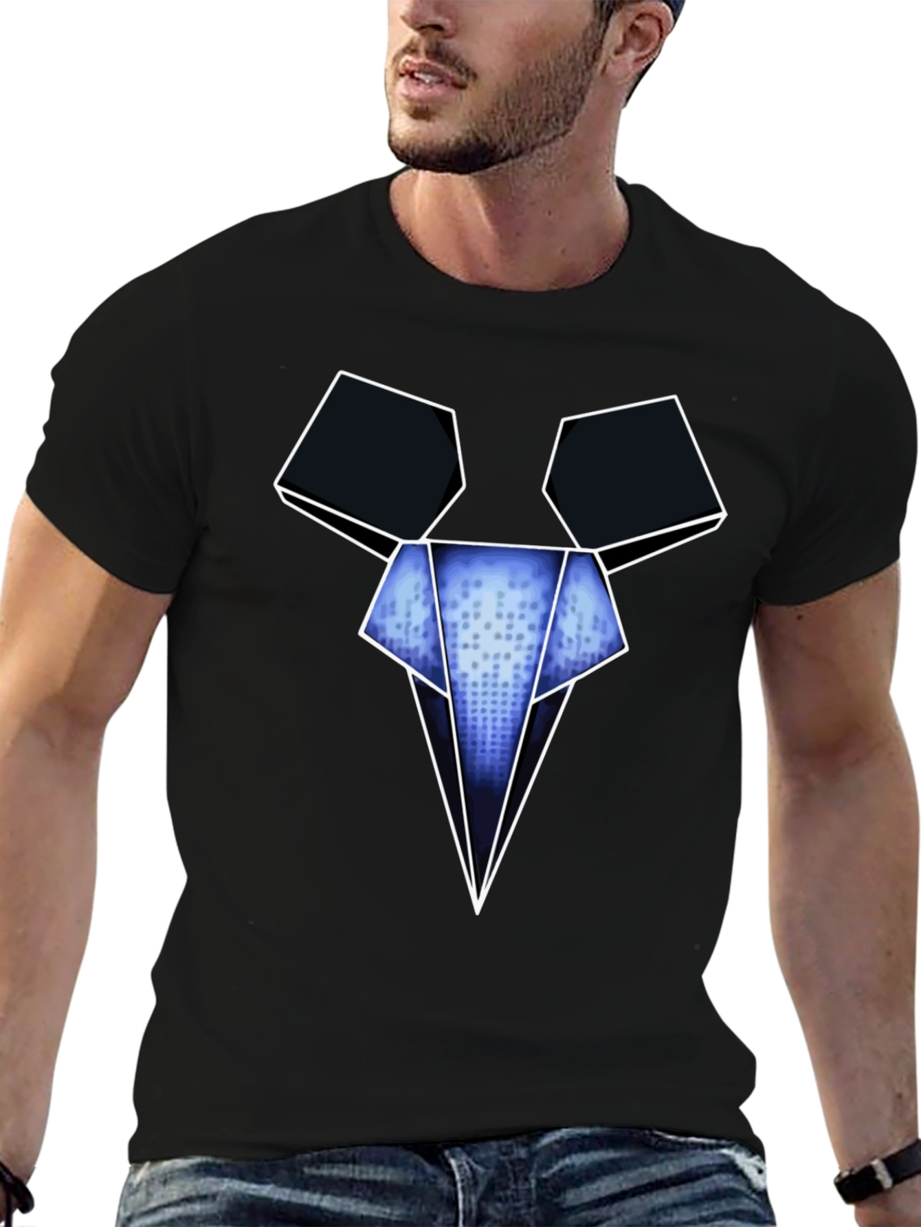Geometric Mouse Head Graphic Tee - Modern Design