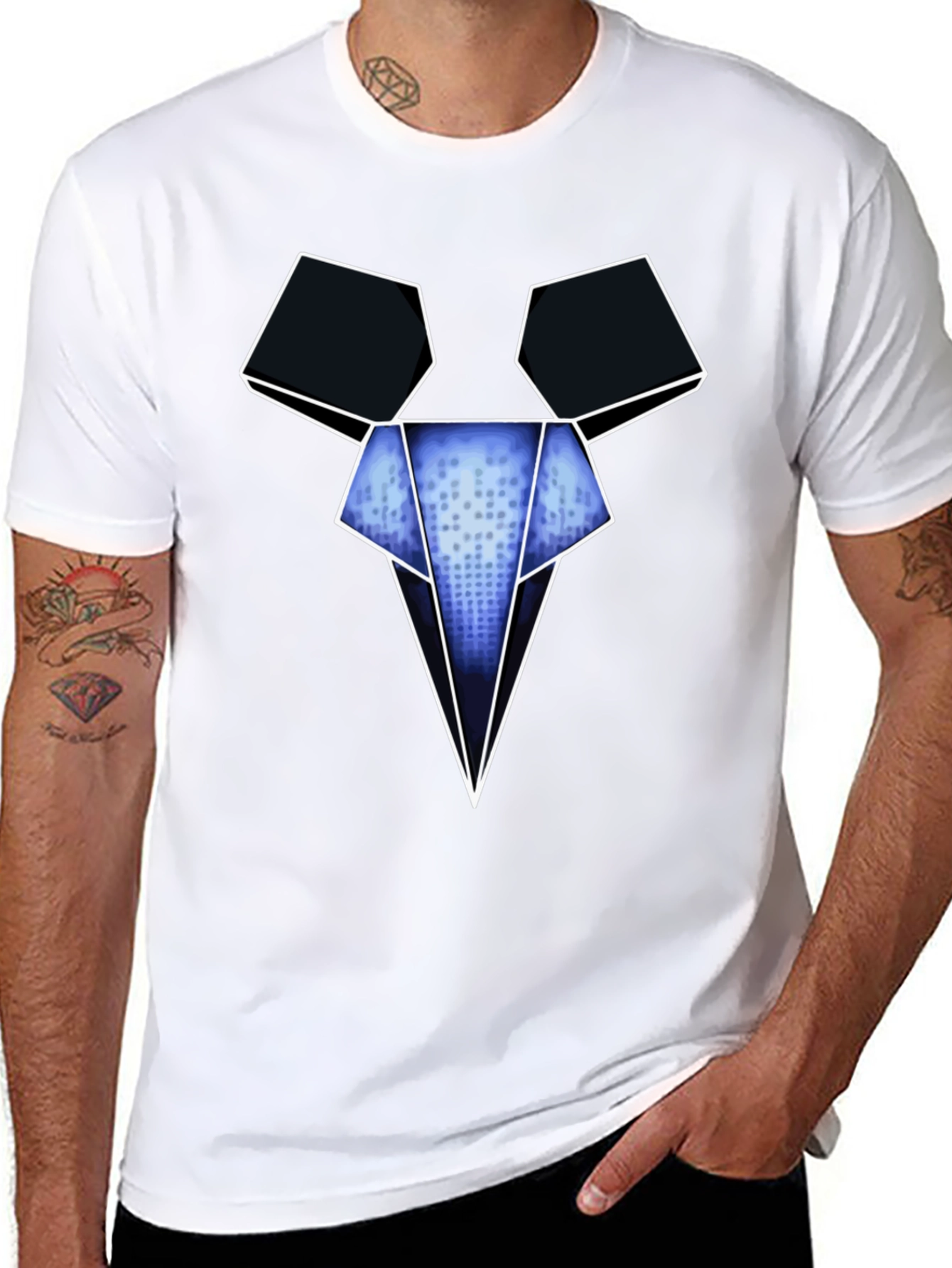 Geometric Mouse Head Graphic Tee - Modern Design