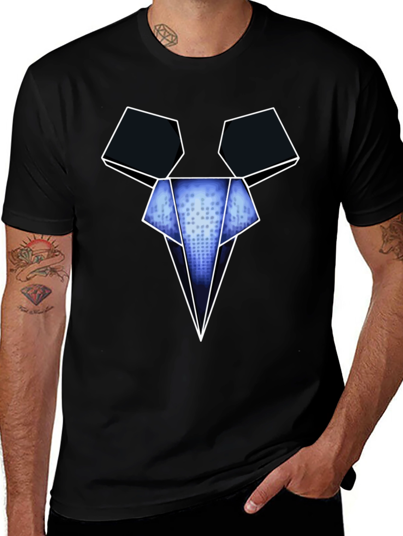 Geometric Mouse Head Graphic Tee - Modern Design