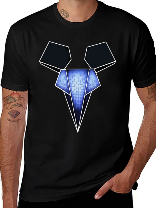Geometric Mouse Head Graphic Tee - Modern Design