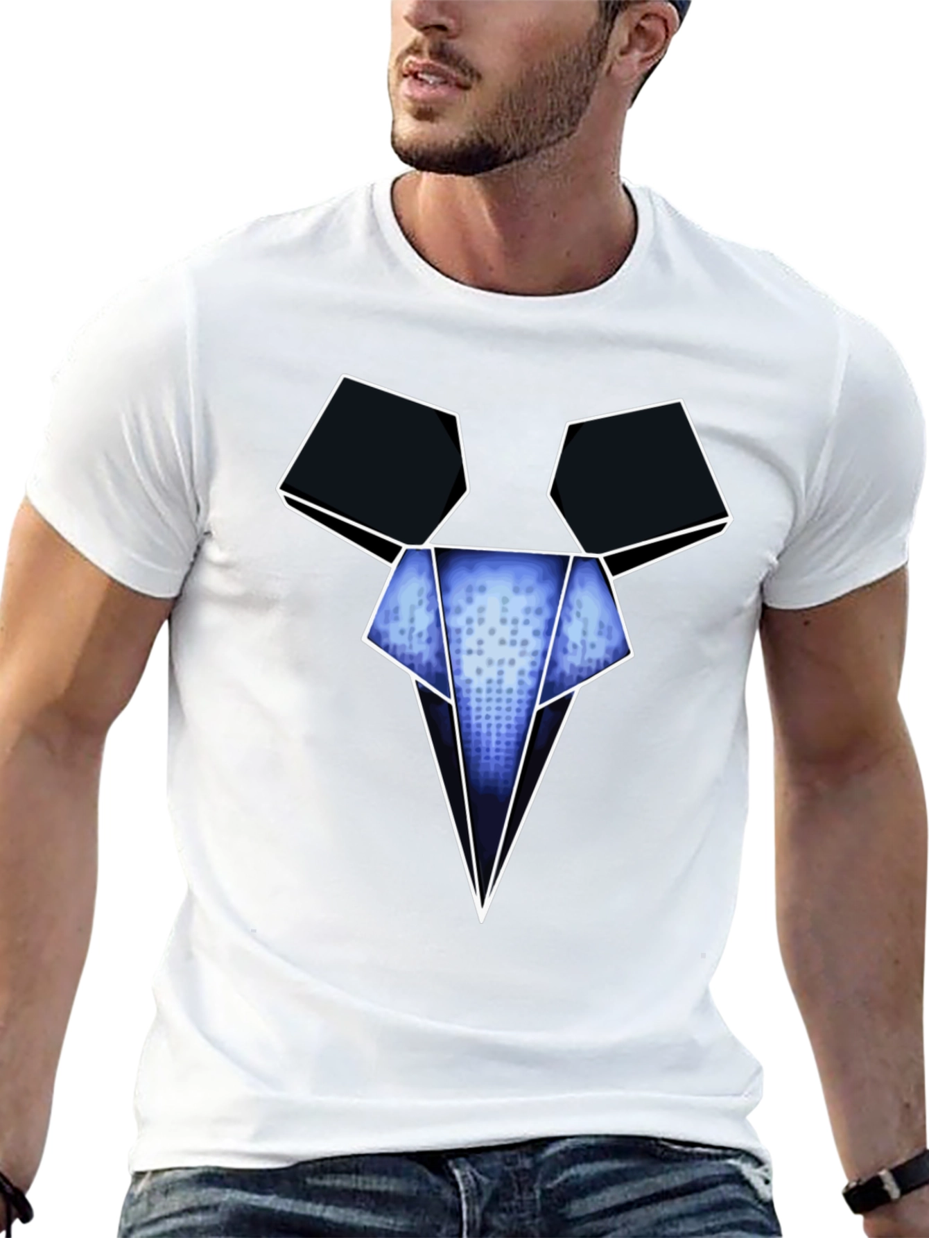 Geometric Mouse Head Graphic Tee - Modern Design