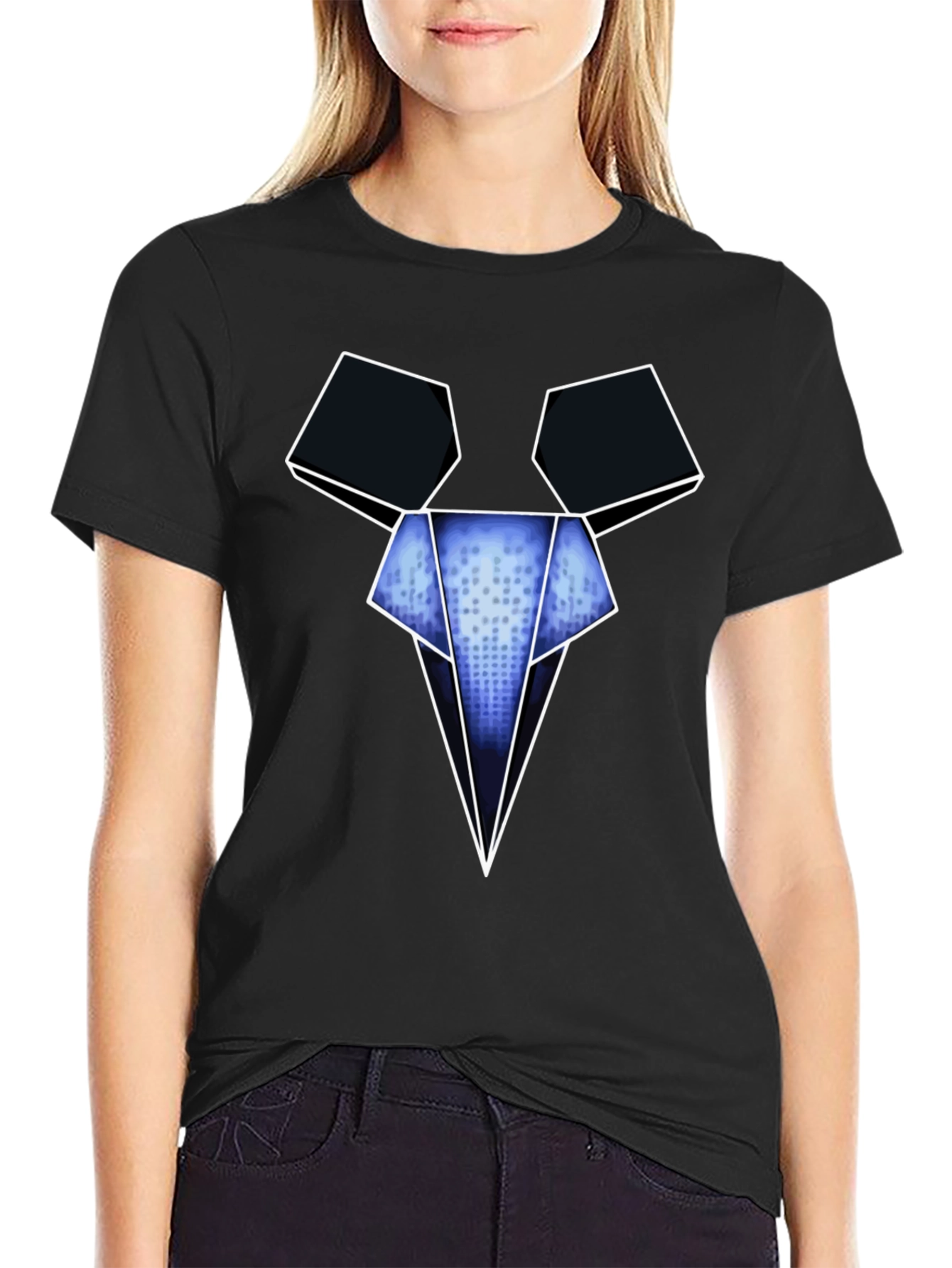 Geometric Mouse Head Graphic Tee - Modern Design