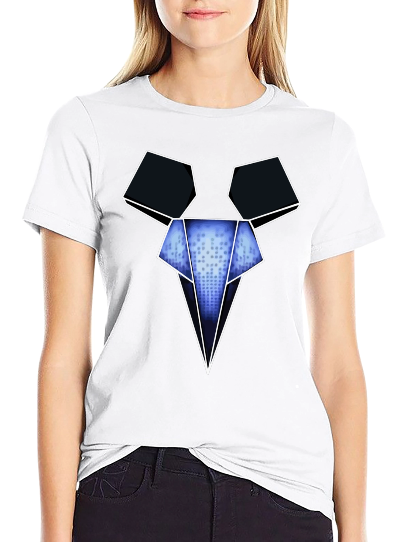Geometric Mouse Head Graphic Tee - Modern Design