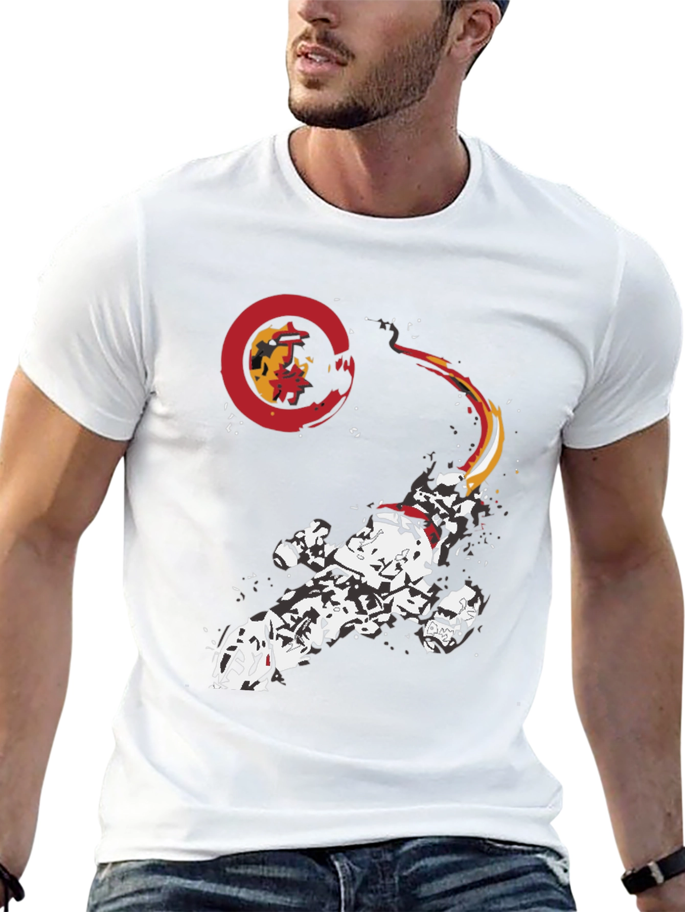 Sci-Fi Spaceship Graphic Tee - Black Cotton Blend