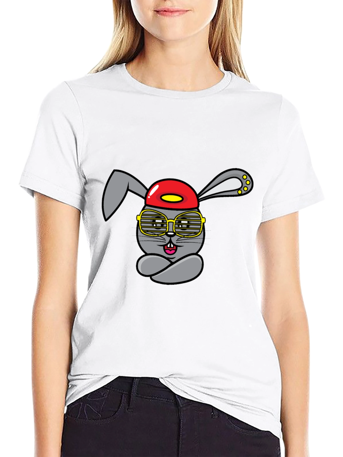 Cool Cartoon Rabbit Graphic T-Shirt