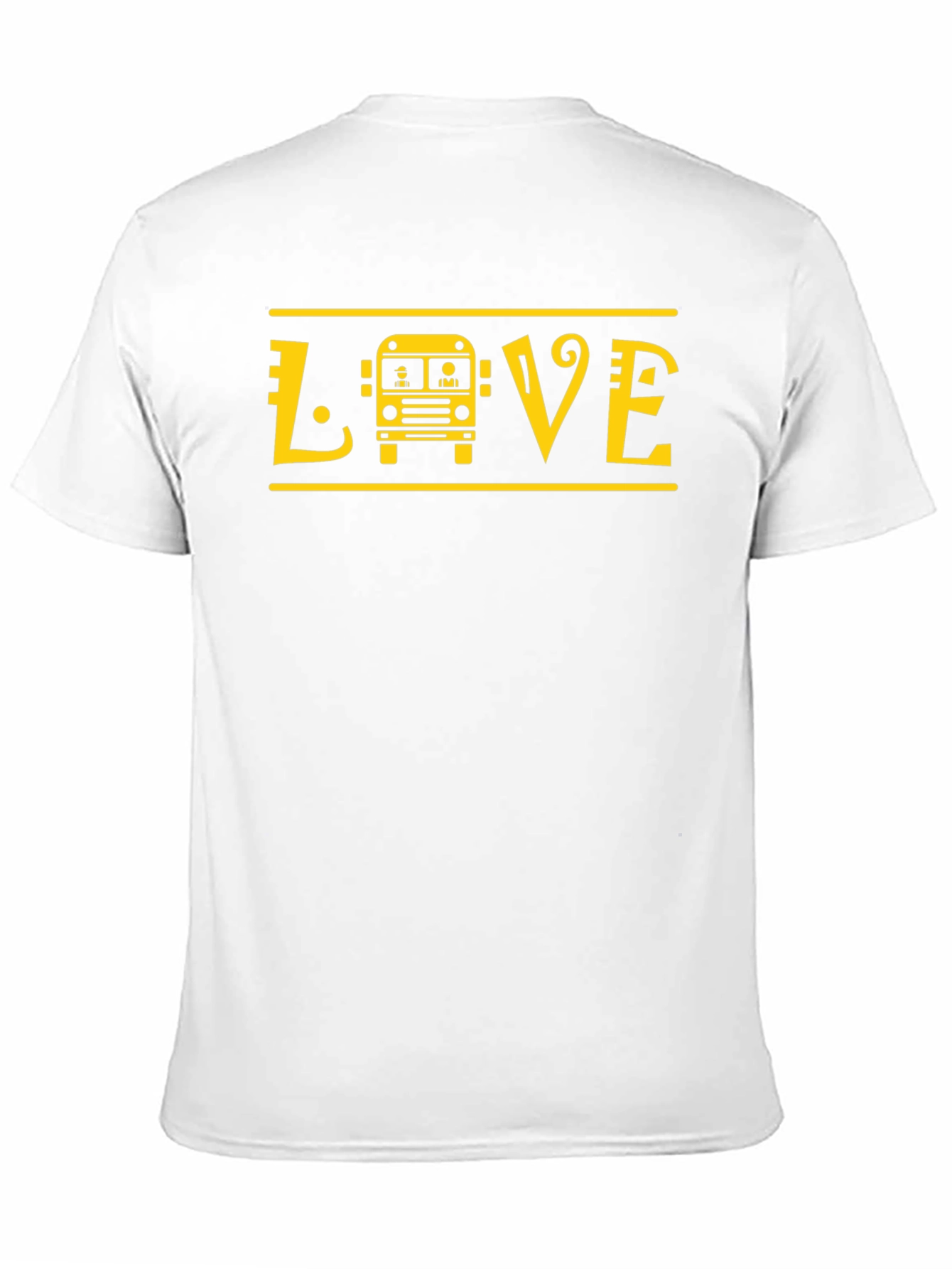 Love School Bus T-Shirt - Yellow Graphic Print
