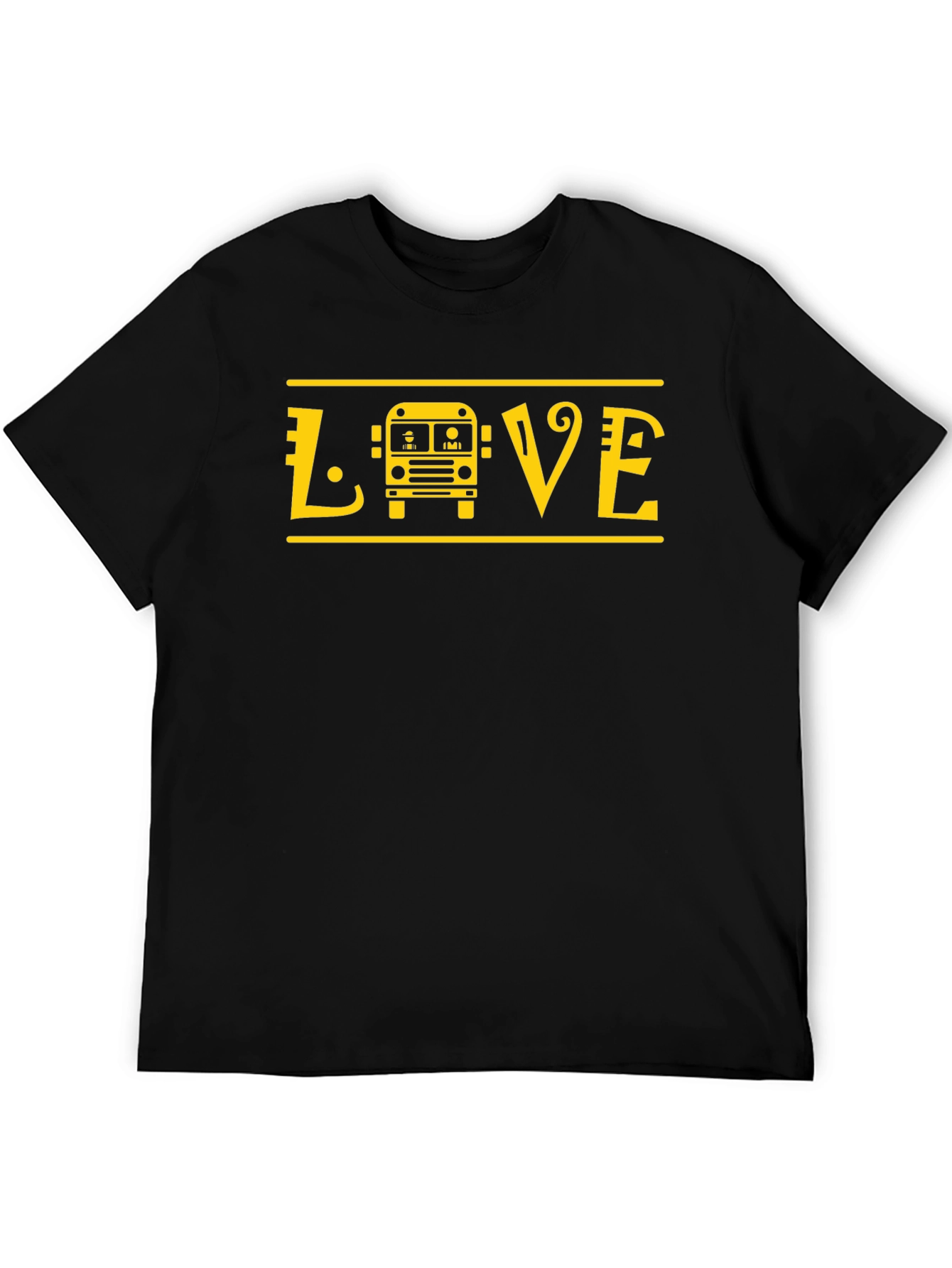 Love School Bus T-Shirt - Yellow Graphic Print