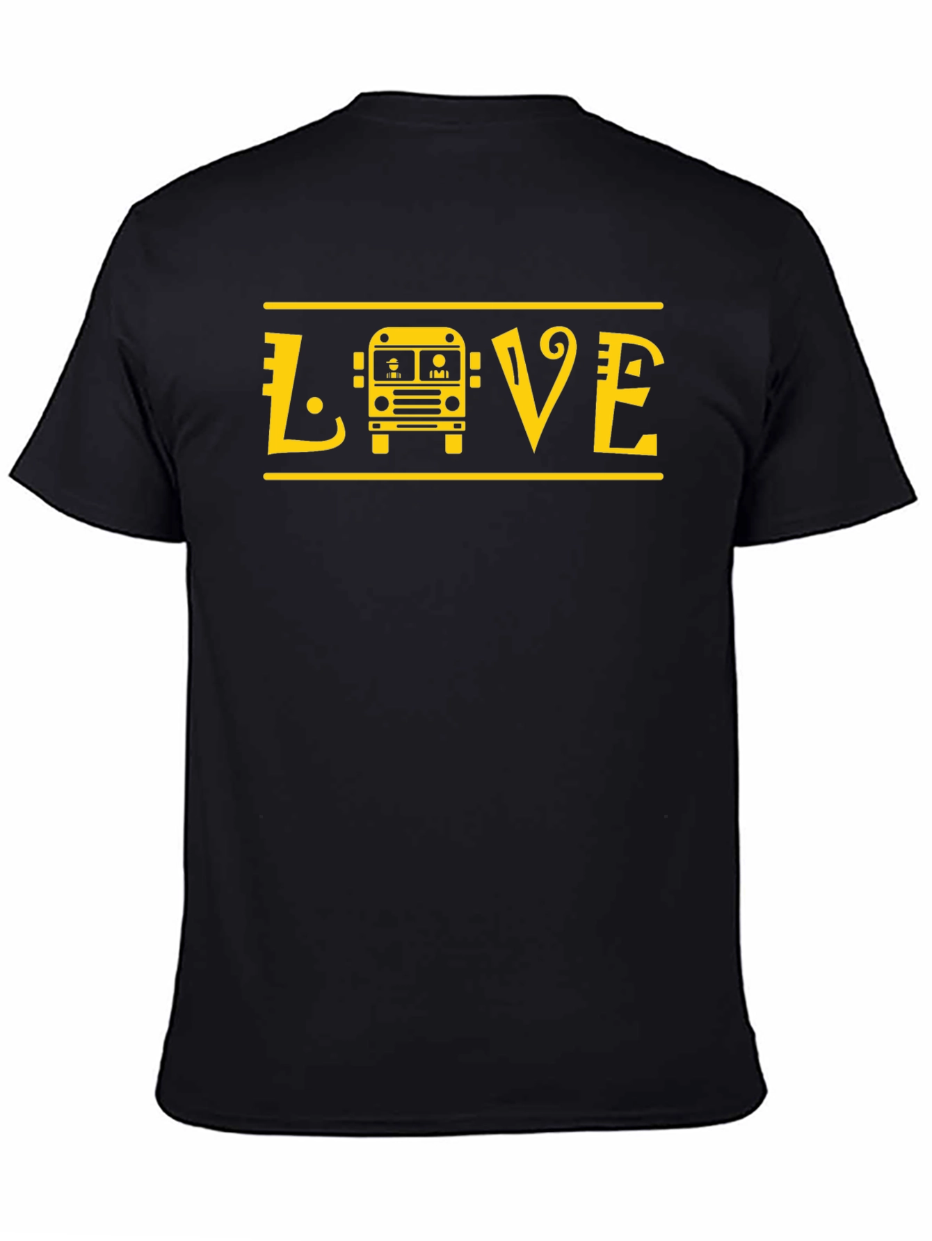 Love School Bus T-Shirt - Yellow Graphic Print