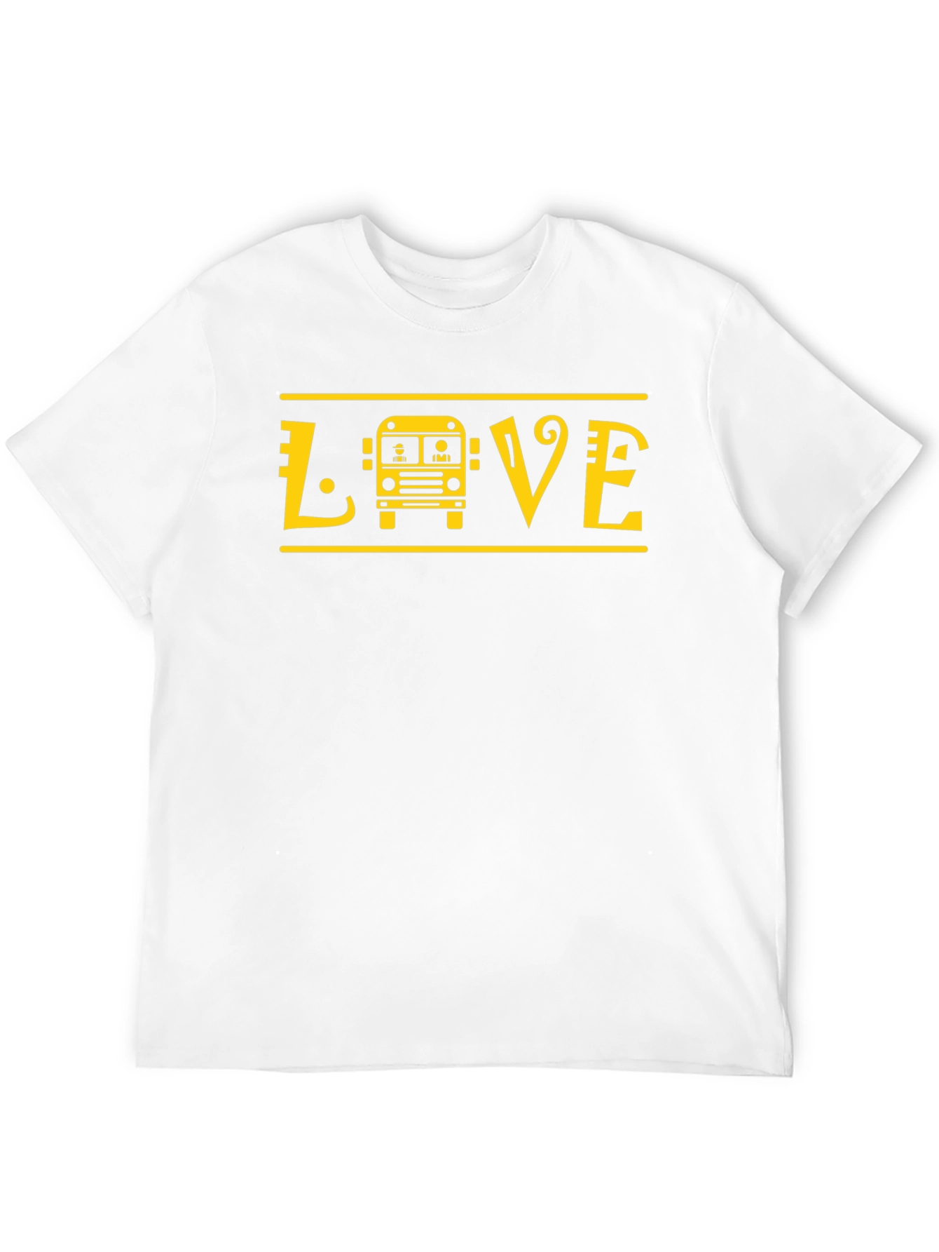 Love School Bus T-Shirt - Yellow Graphic Print