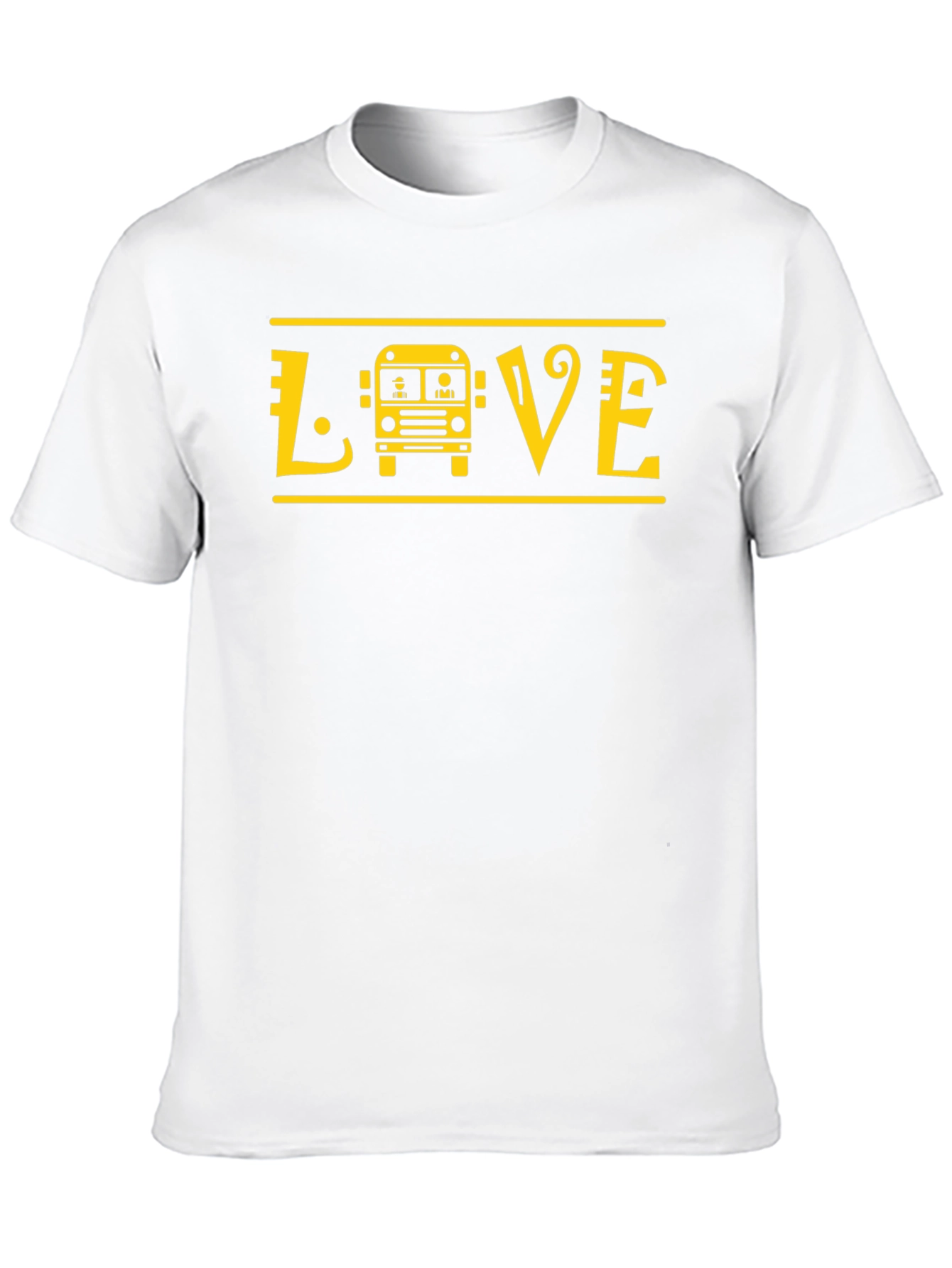 Love School Bus T-Shirt - Yellow Graphic Print