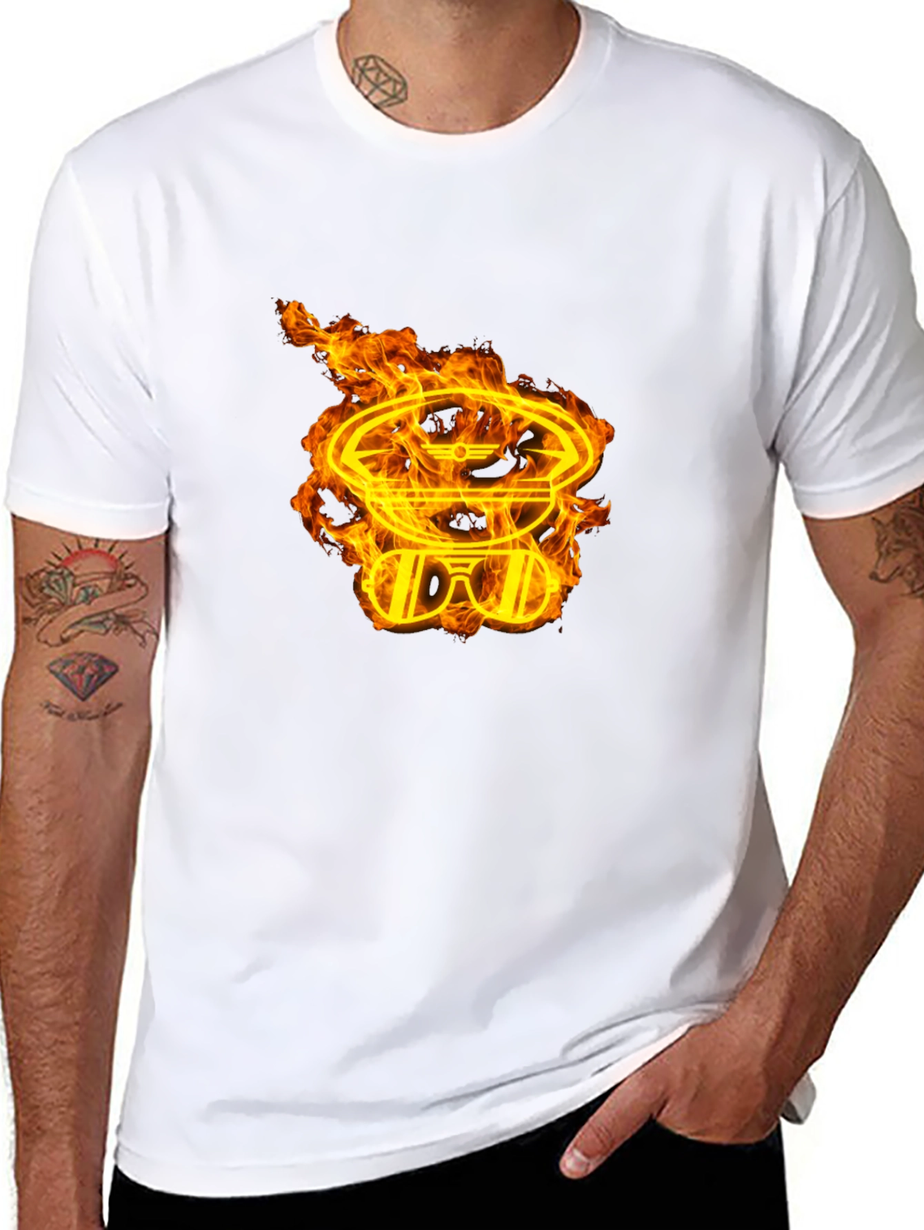 Fiery Aviator Graphic Black T-Shirt