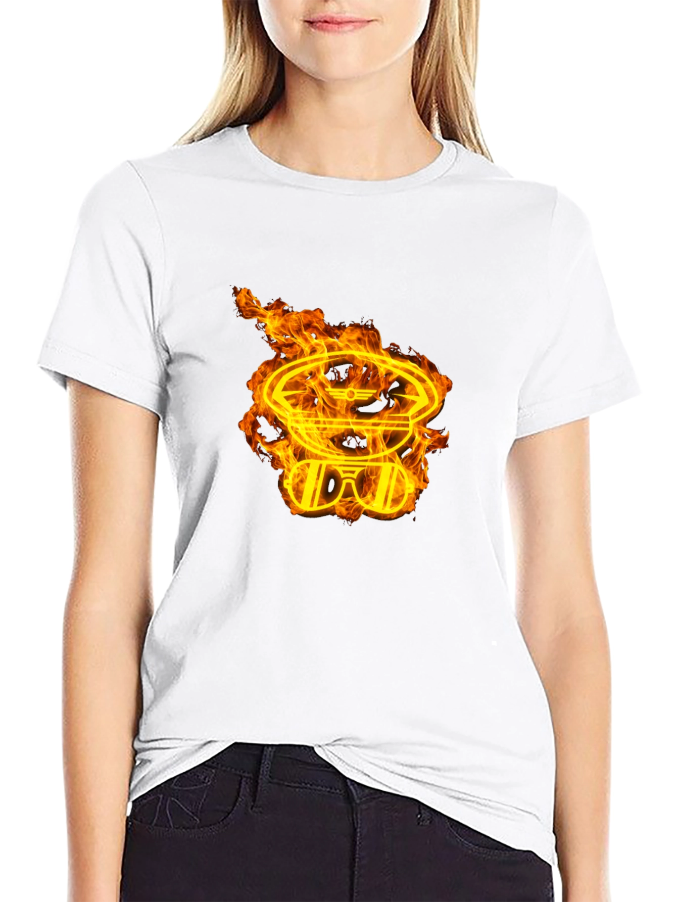 Fiery Aviator Graphic Black T-Shirt