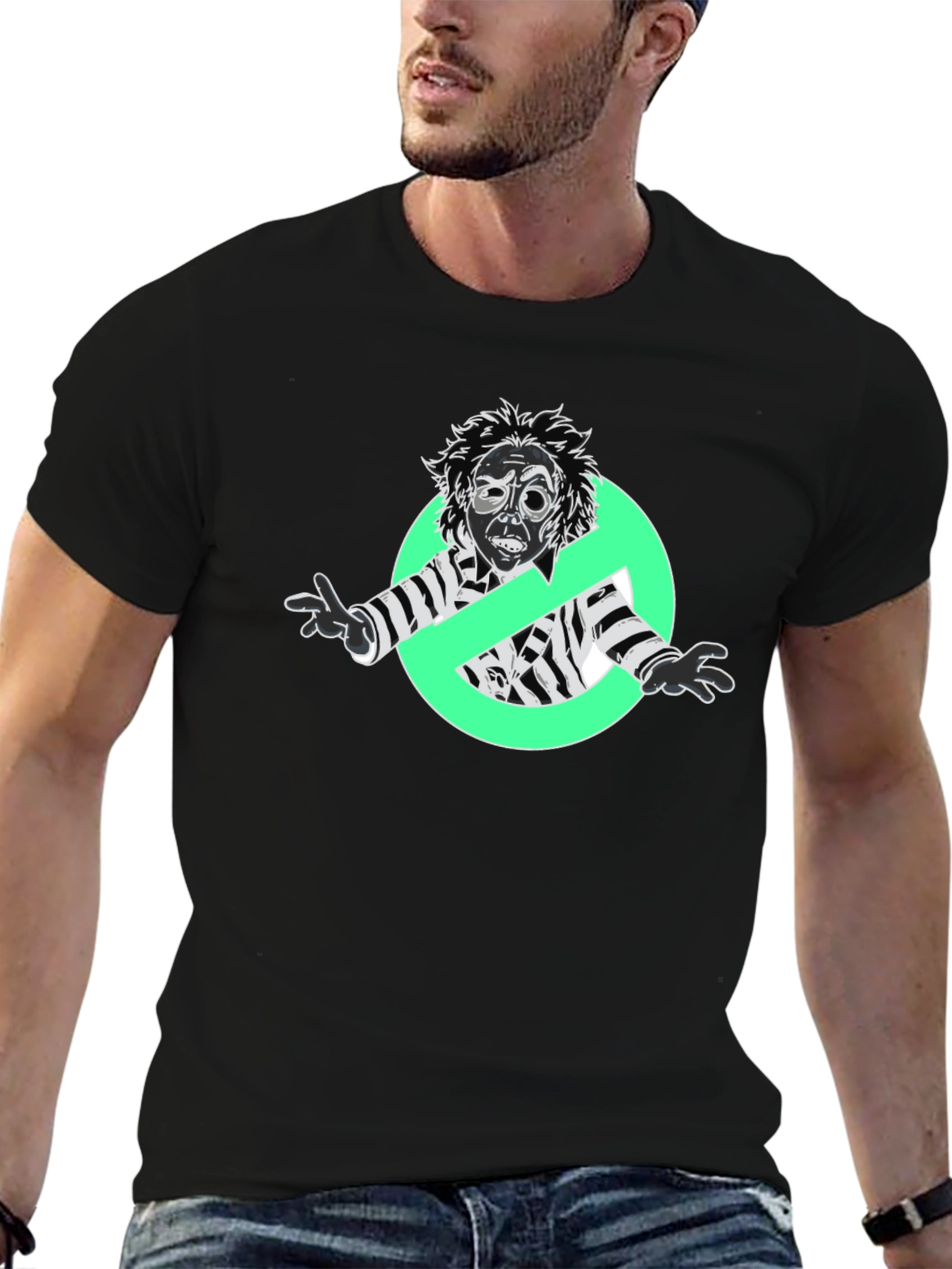 Beetlejuice Ghostbusters Mashup Black T-Shirt