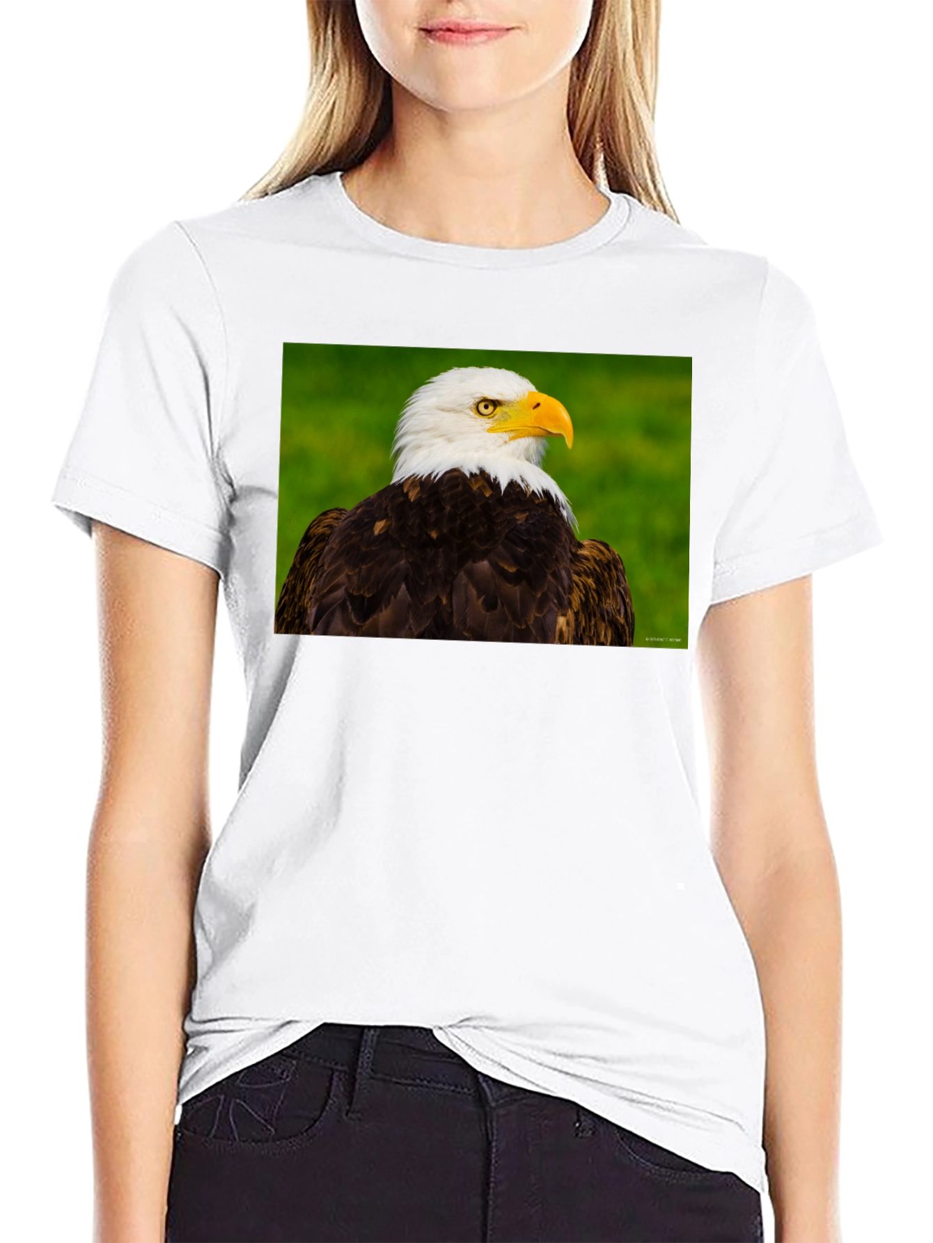 Bald Eagle Graphic Tee - Black Crew Neck
