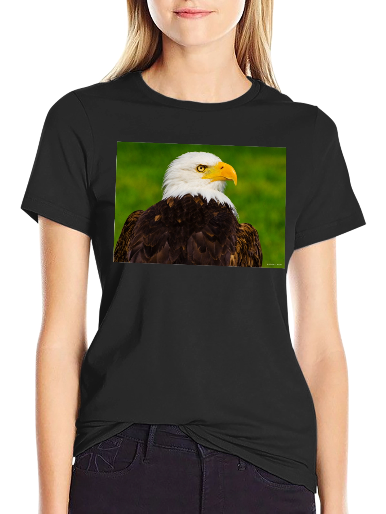 Bald Eagle Graphic Tee - Black Crew Neck