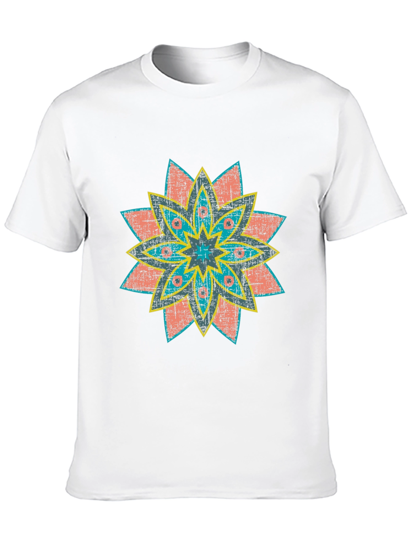 Retro Floral Print Black T-Shirt