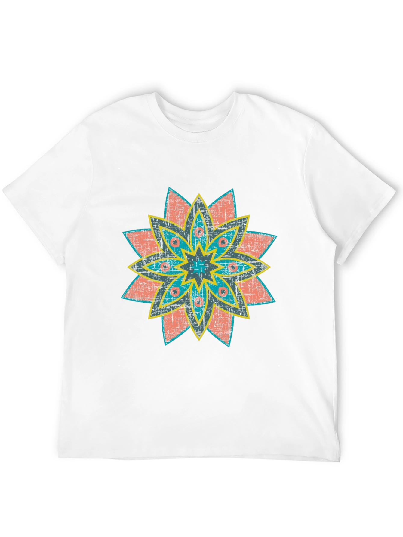 Retro Floral Print Black T-Shirt