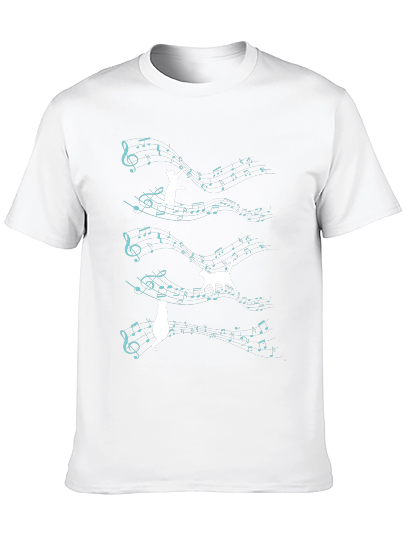 Cat Music T-Shirt - Playful Feline Design