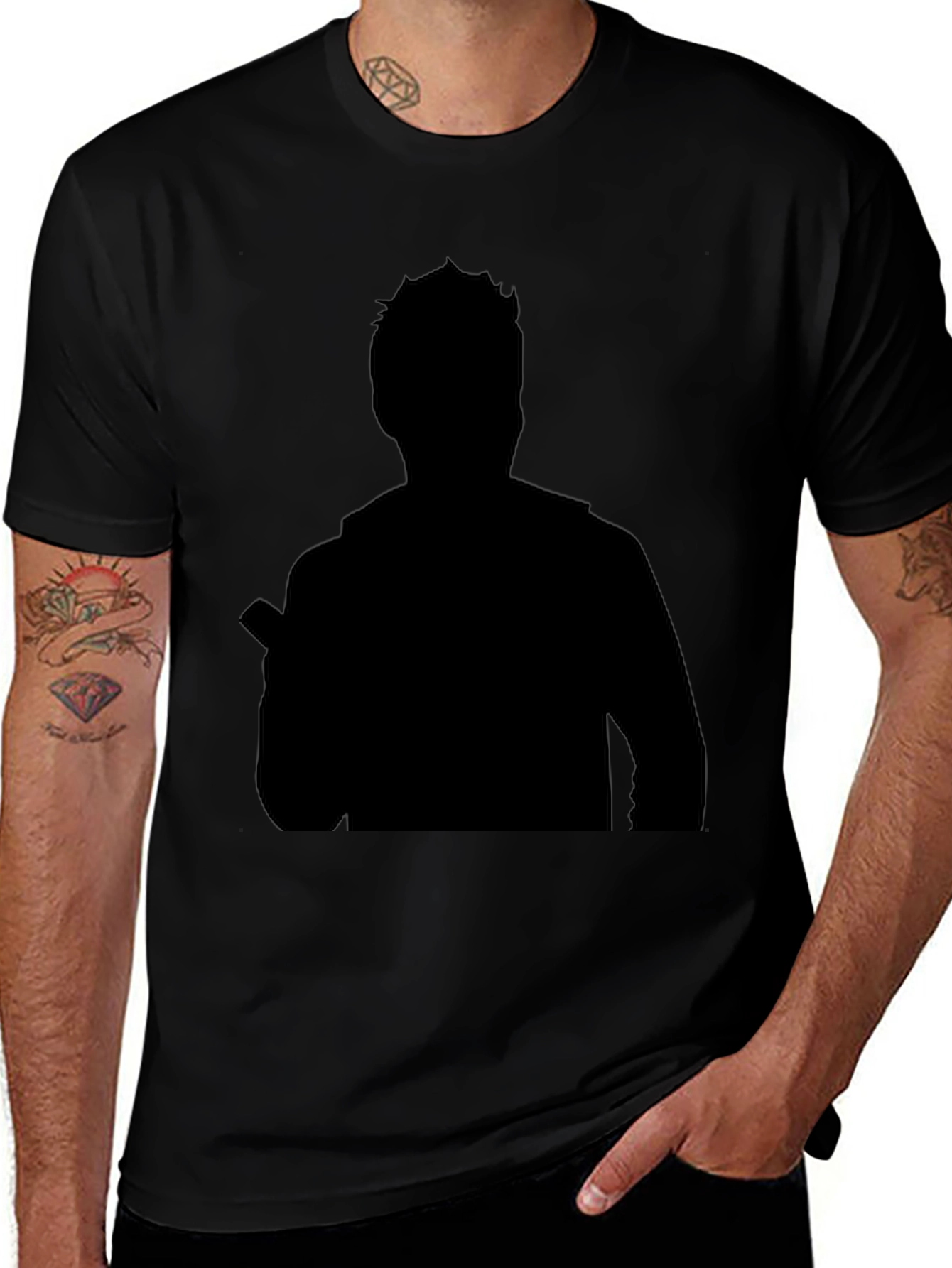 Mens Black Silhouette Graphic Tee