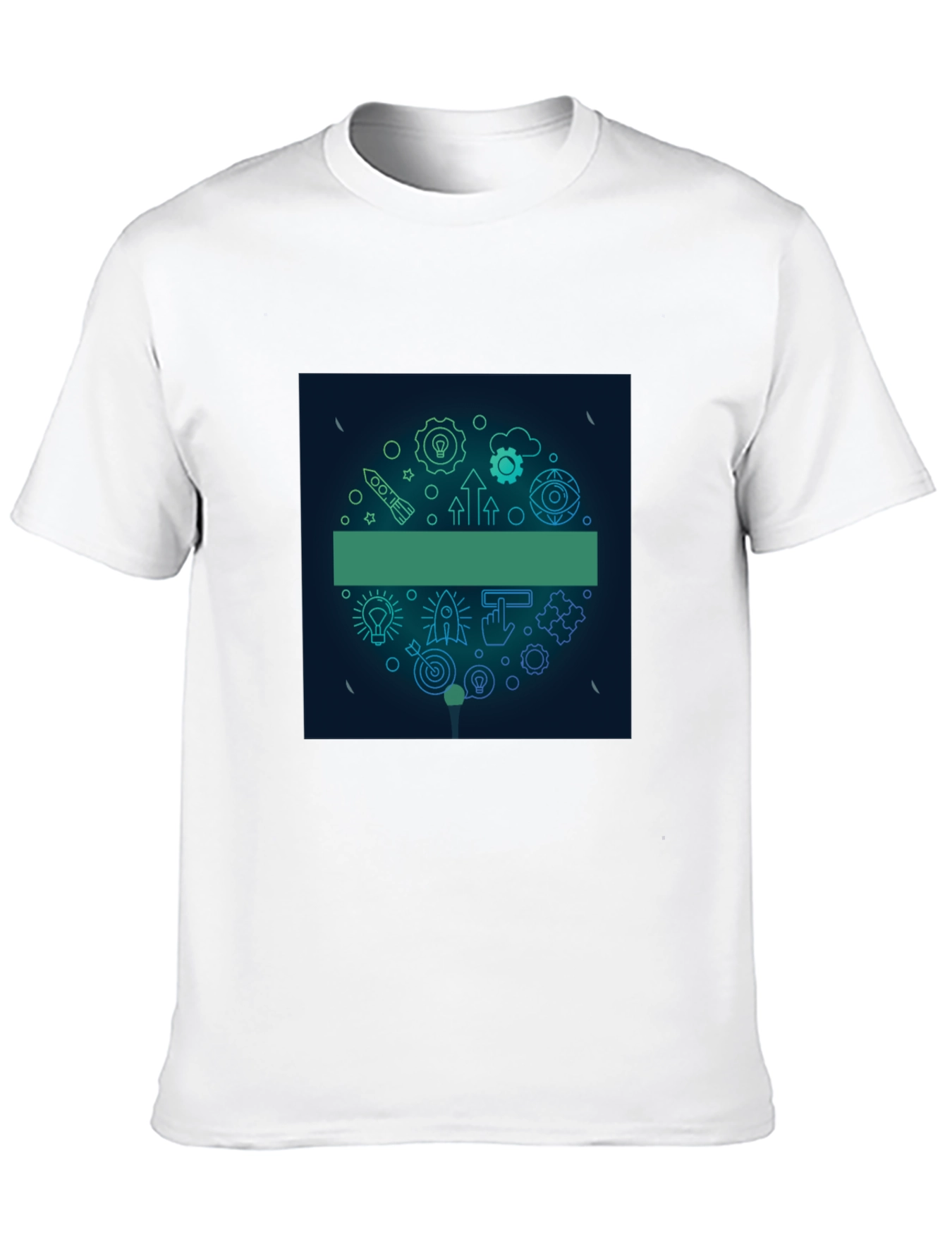 Modern Black Tee with Startup Icon Graphic