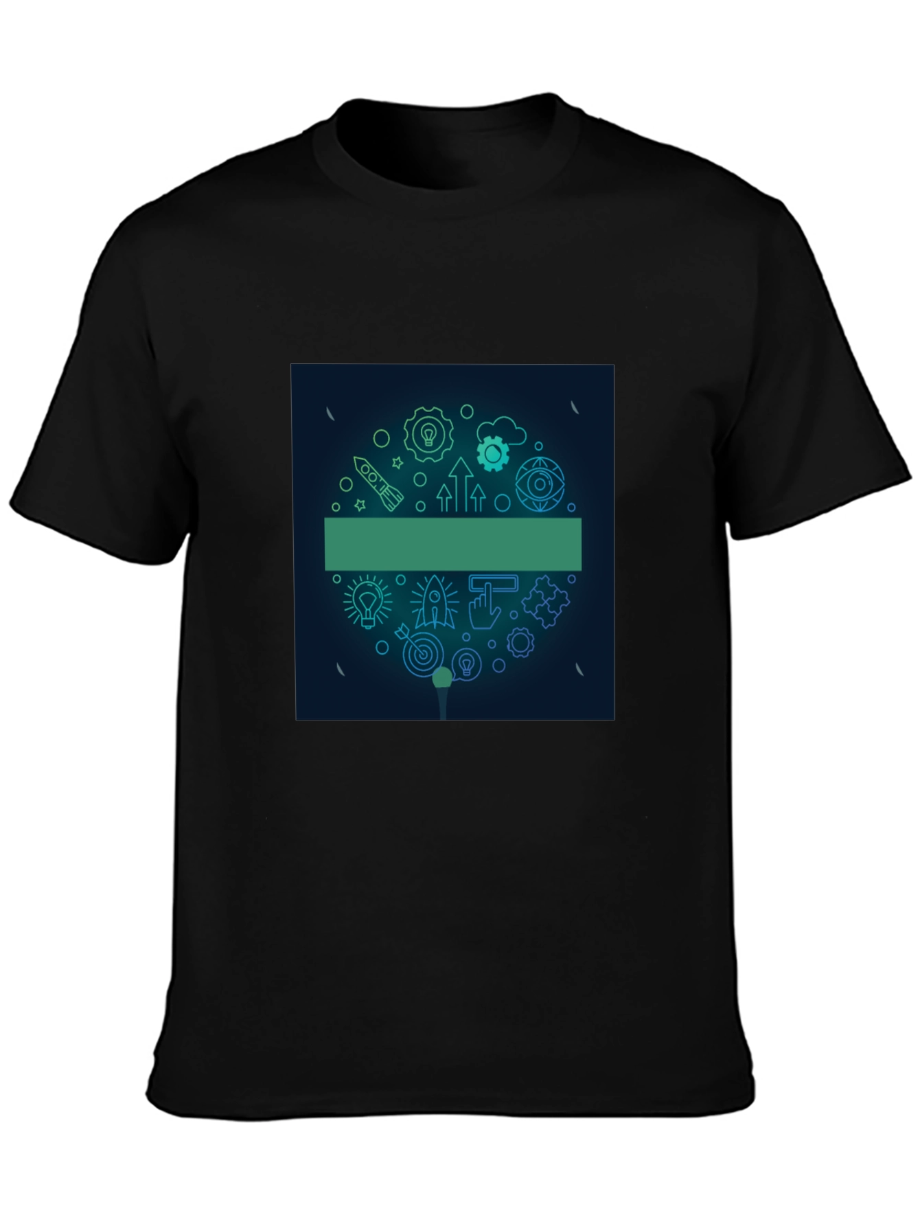 Modern Black Tee with Startup Icon Graphic