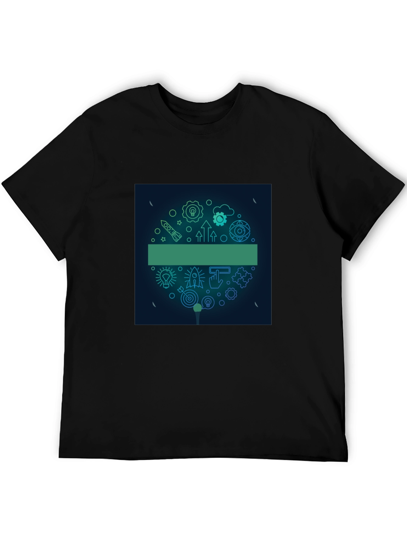 Modern Black Tee with Startup Icon Graphic