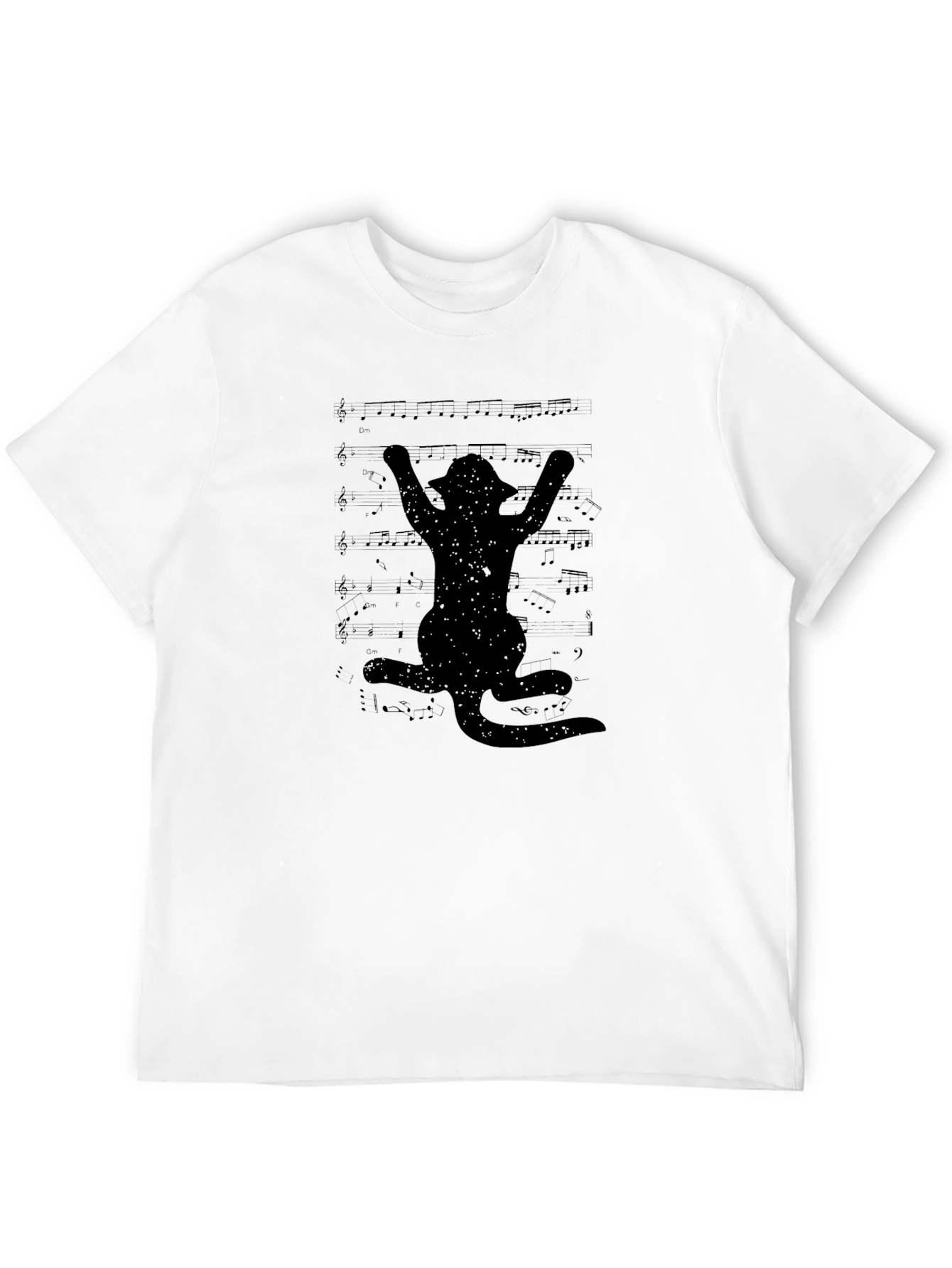 Musical Cat T-Shirt - Black Cotton Tee