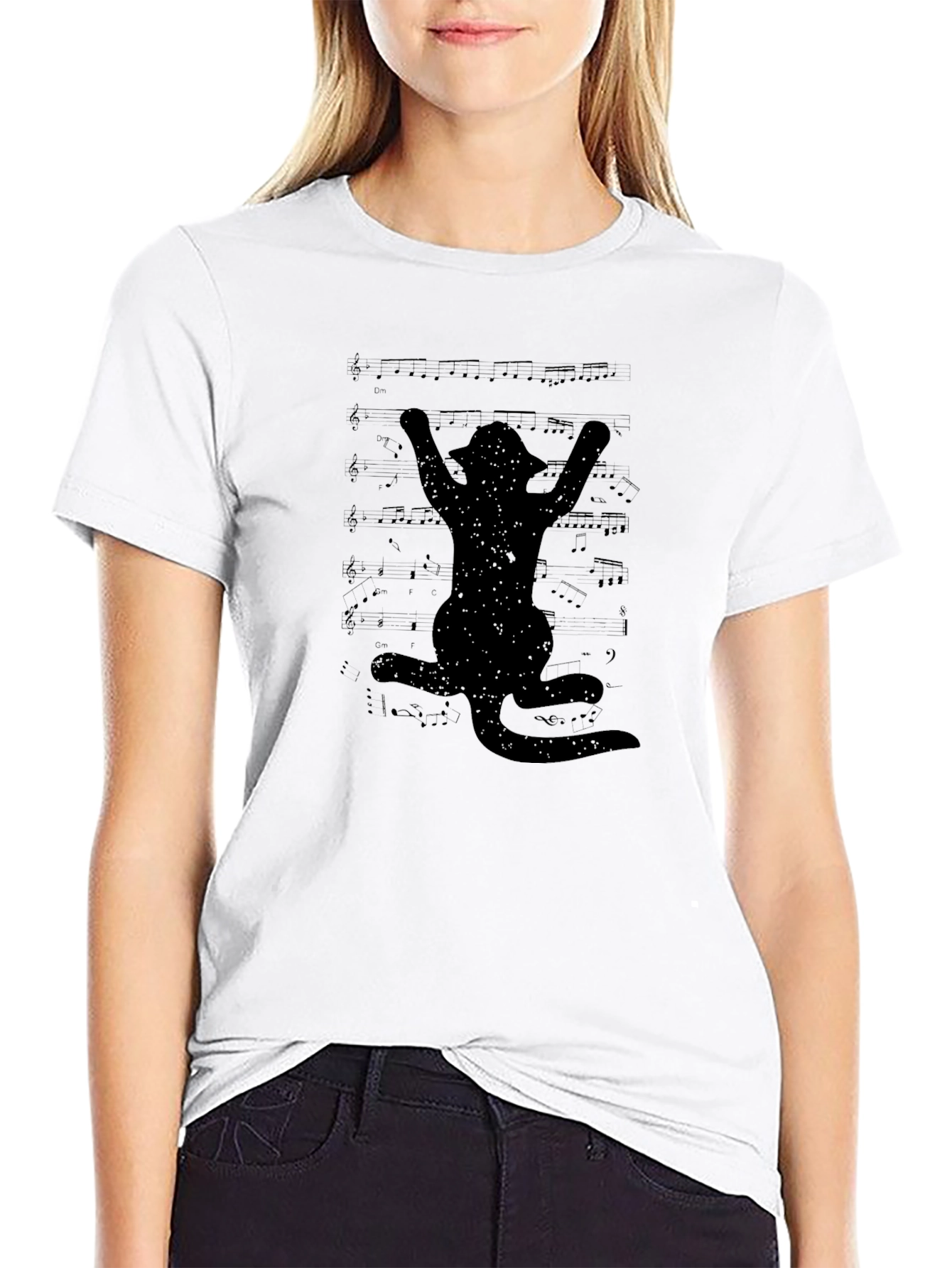 Musical Cat T-Shirt - Black Cotton Tee