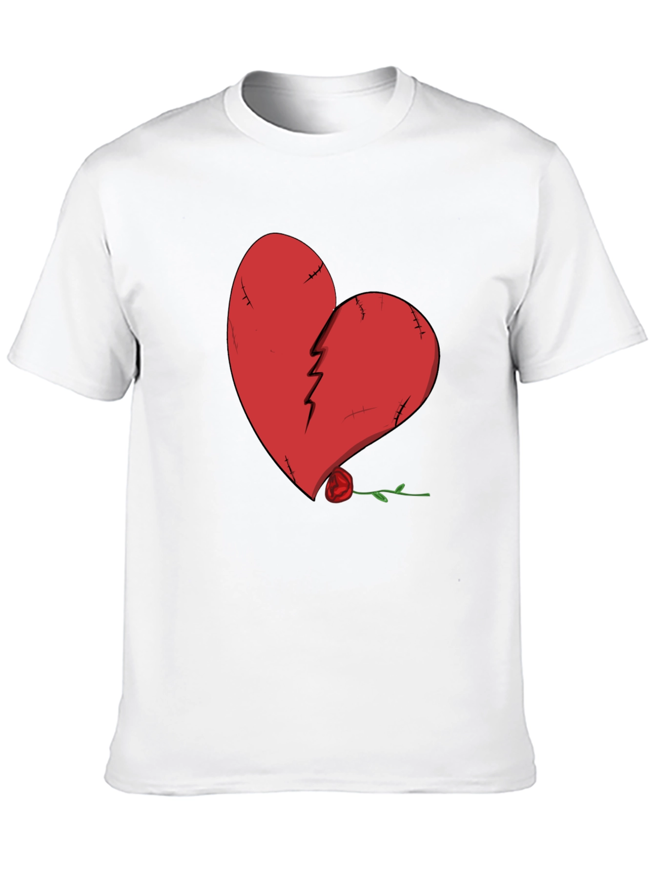 Broken Heart Rose Graphic Tee - Black Cotton