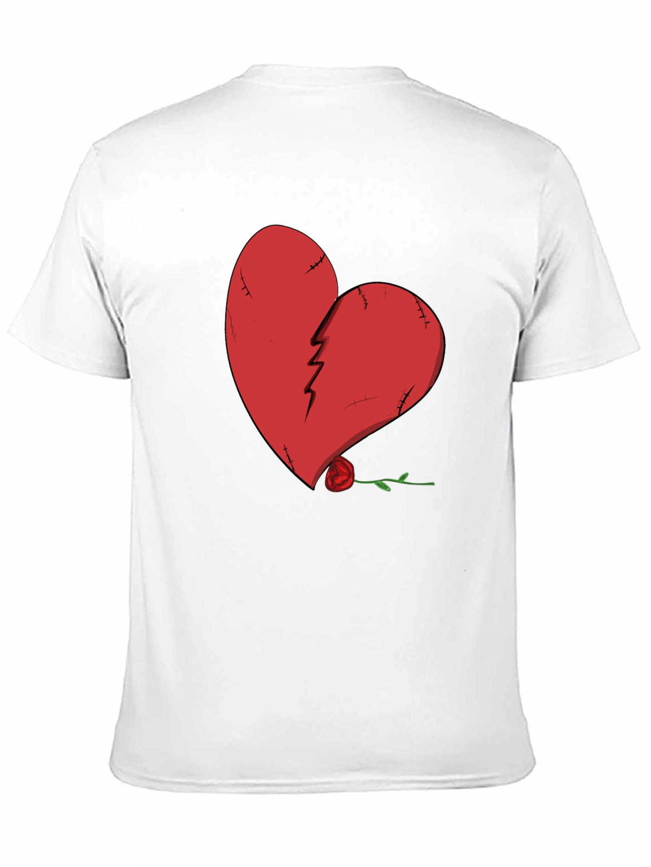 Broken Heart Rose Graphic Tee - Black Cotton
