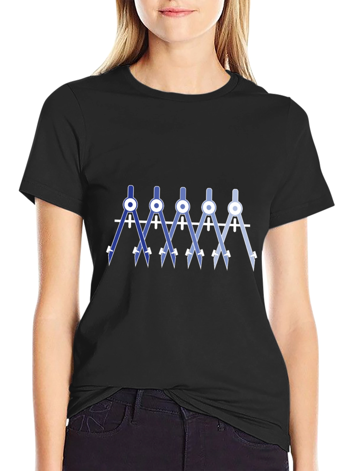 Geometric Compass T-Shirt - Black Cotton Blend
