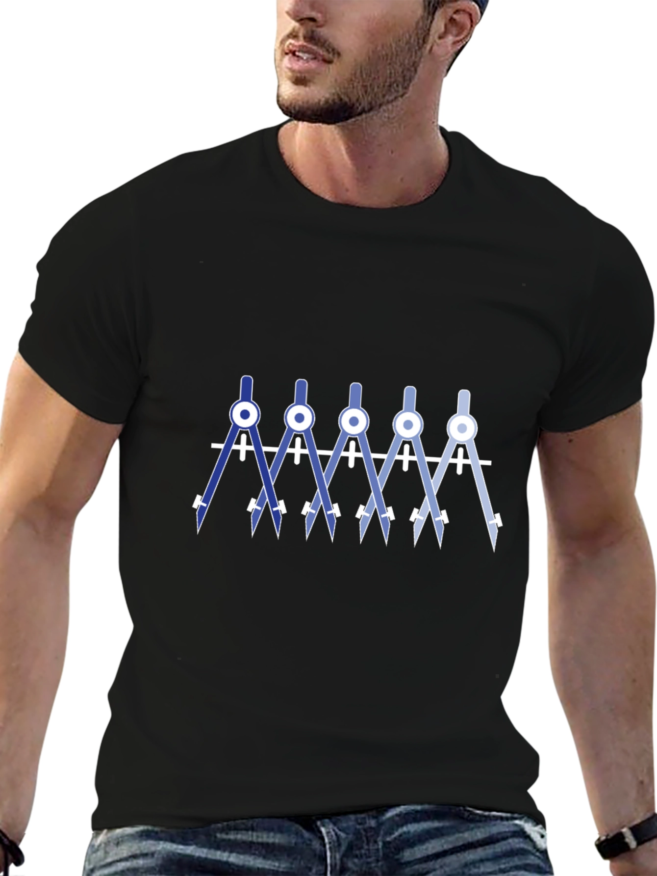 Geometric Compass T-Shirt - Black Cotton Blend