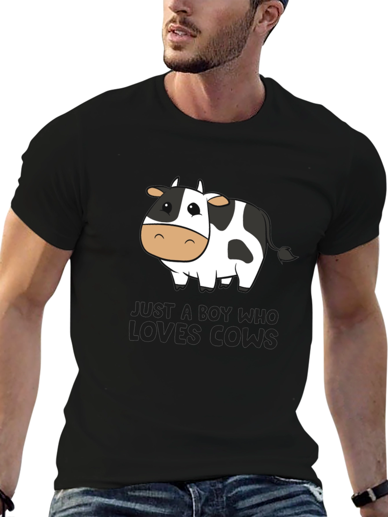 Boy Who Loves Cows T-Shirt - Black