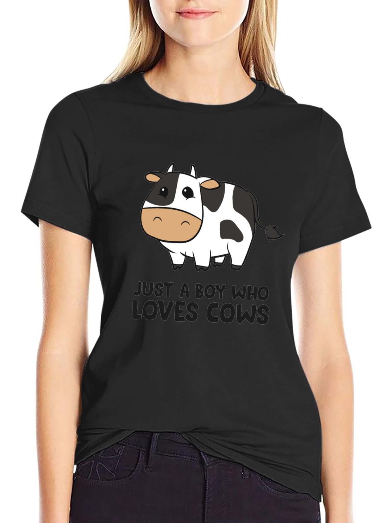 Boy Who Loves Cows T-Shirt - Black