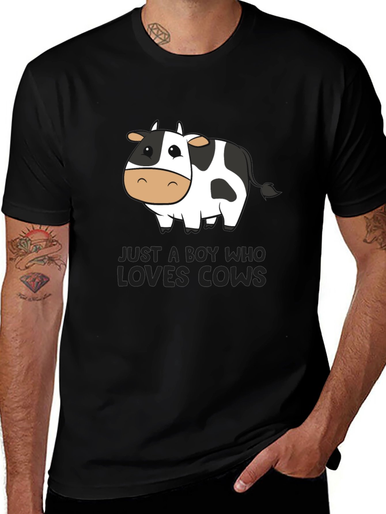 Boy Who Loves Cows T-Shirt - Black