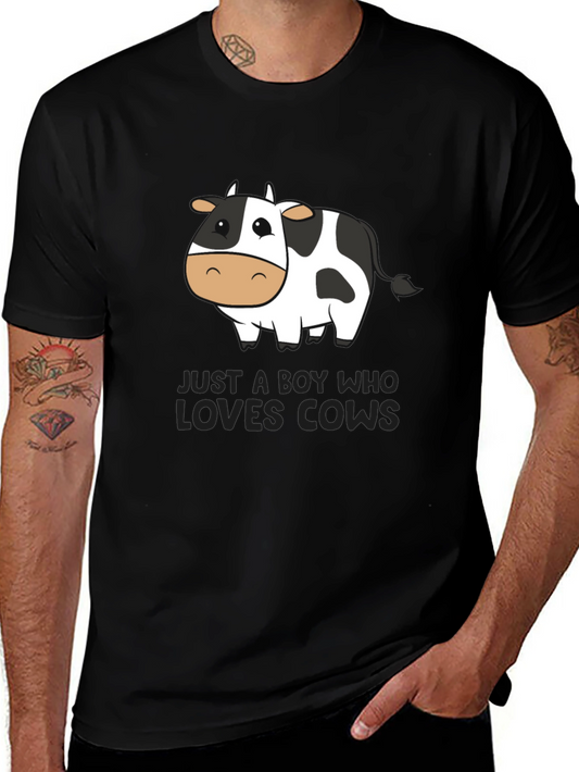 Boy Who Loves Cows T-Shirt - Black