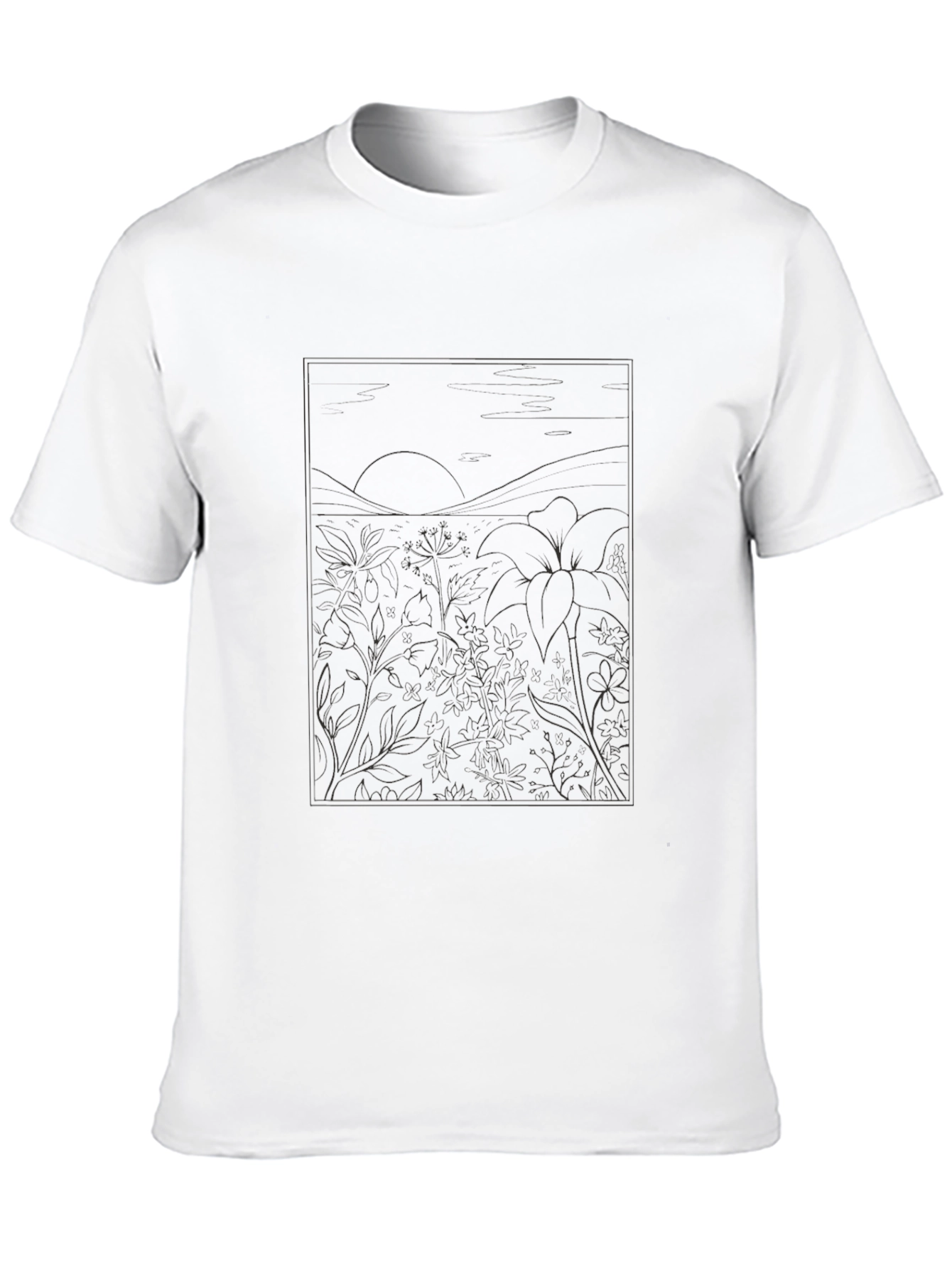 Mens Black Graphic Tee - Nature Inspired Design