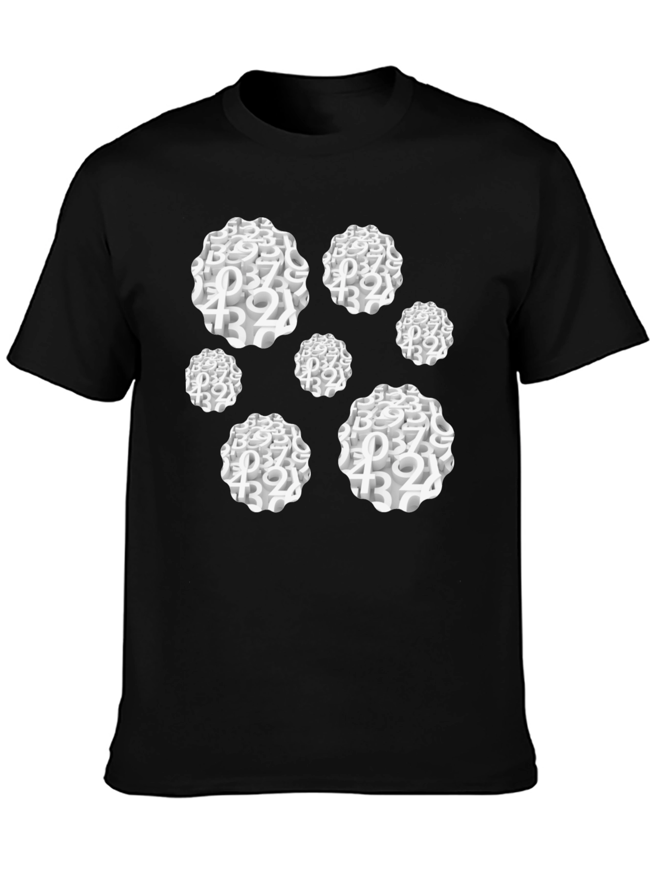 Abstract Number Cluster Black T-Shirt