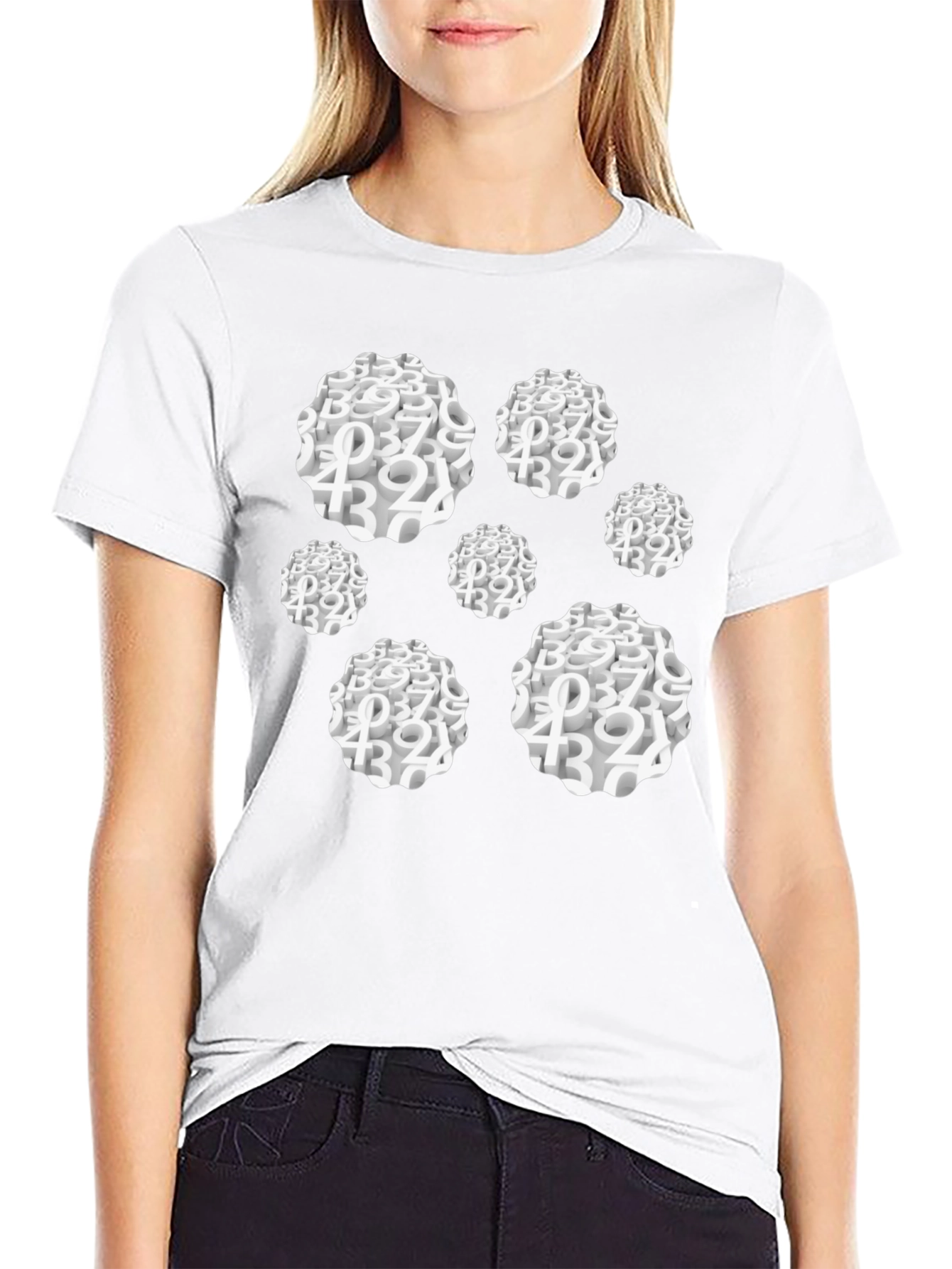 Abstract Number Cluster Black T-Shirt