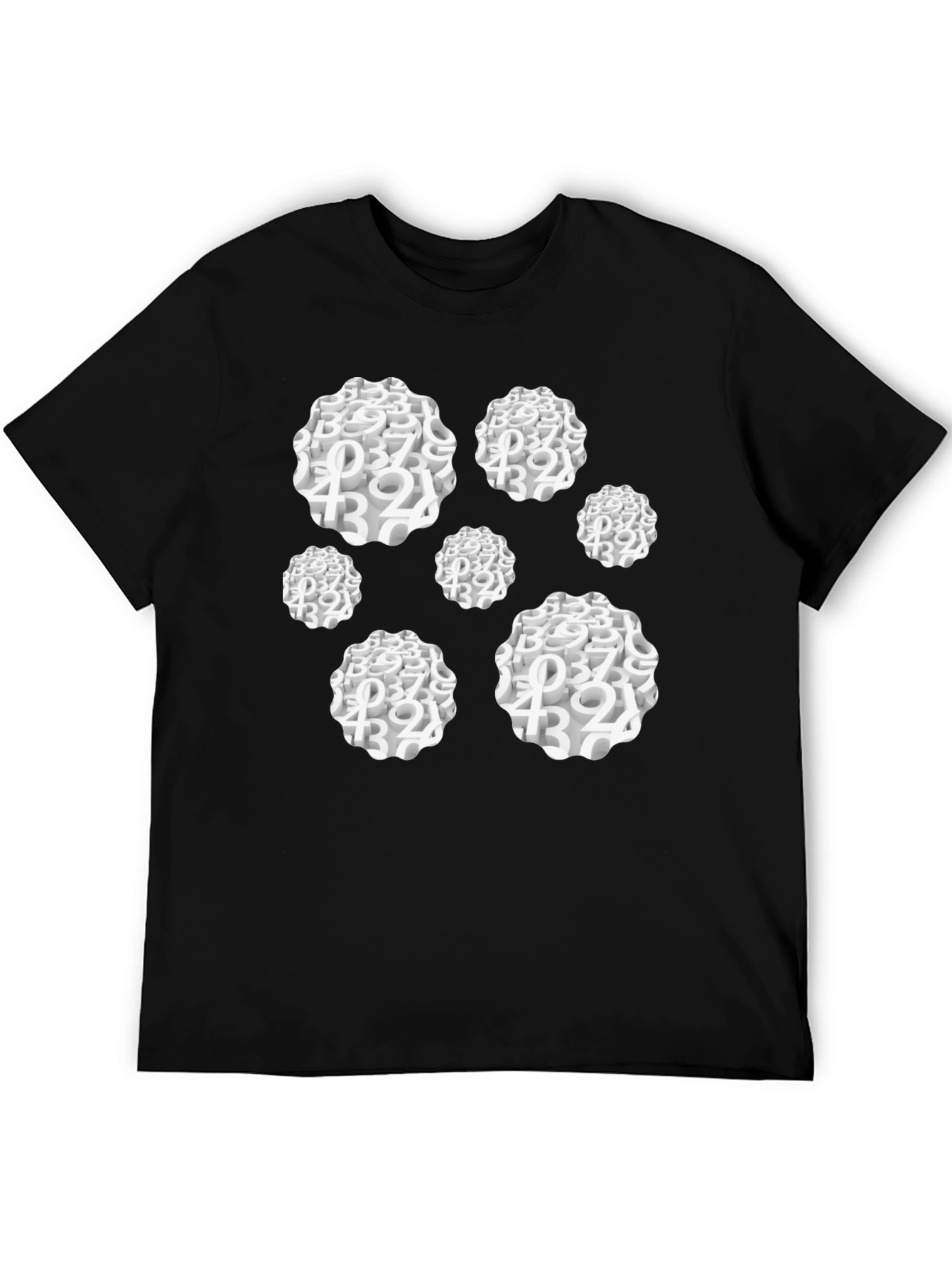 Abstract Number Cluster Black T-Shirt