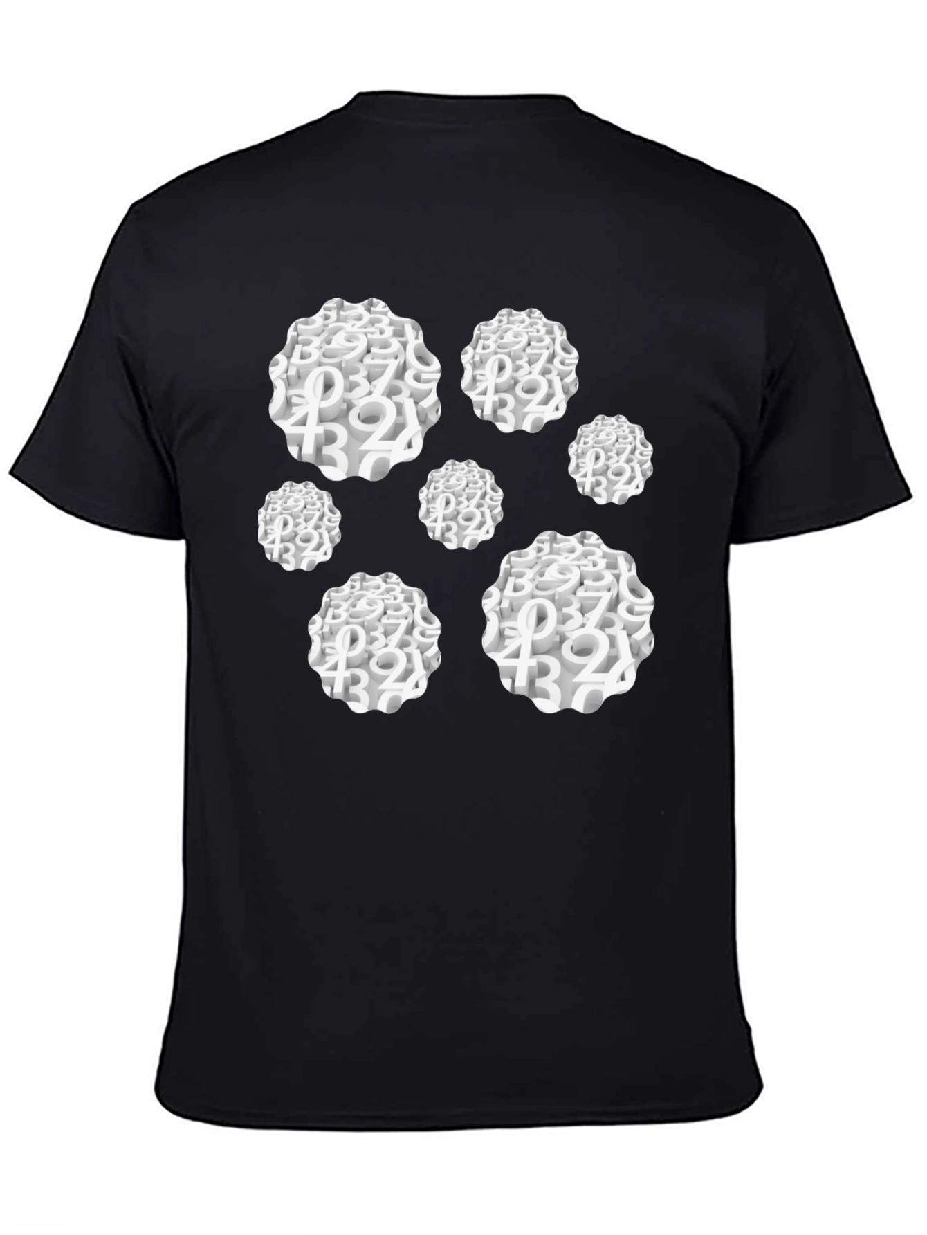 Abstract Number Cluster Black T-Shirt